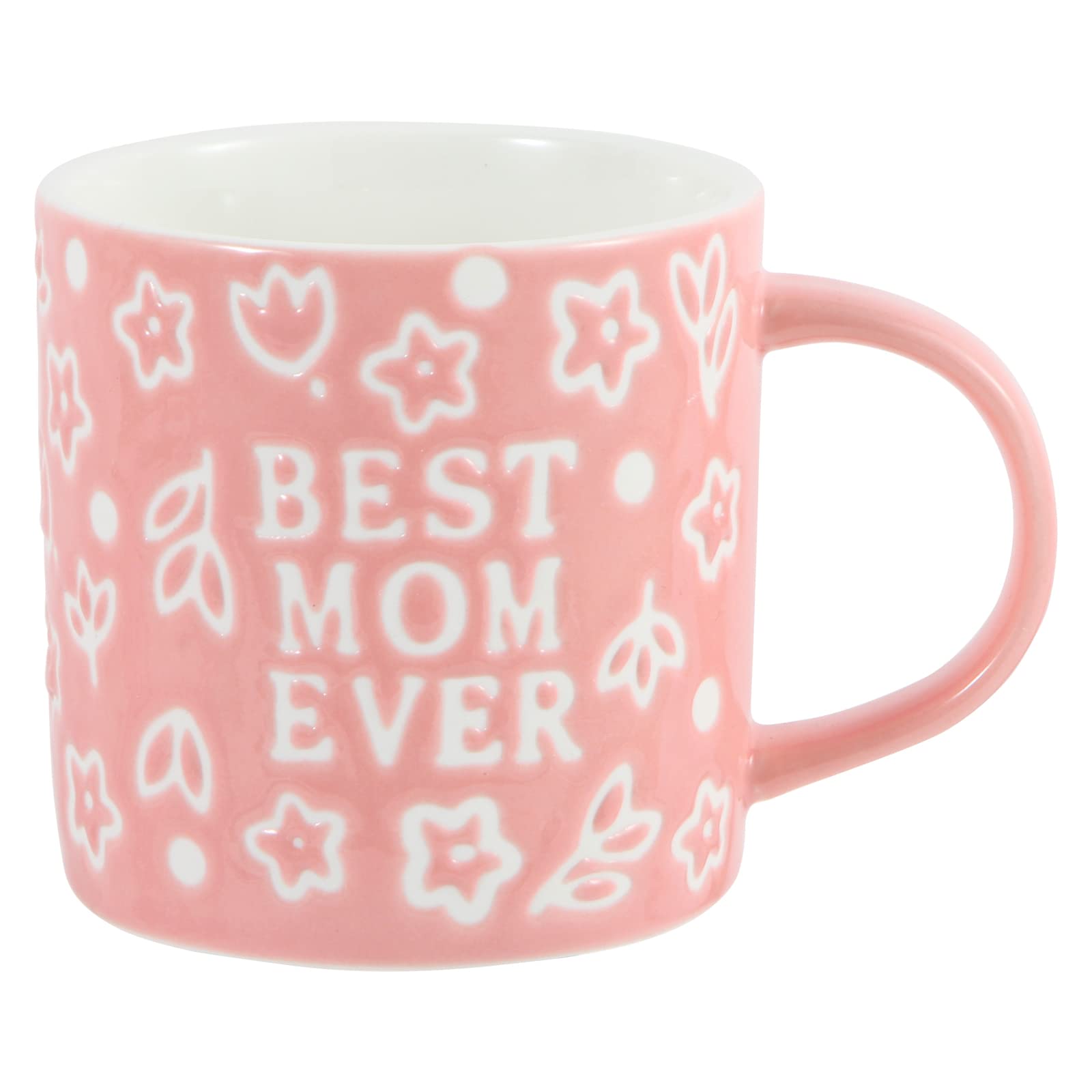 Mothers Day Gifts - Best Mom Ever Mug Gifts for Mom - Floral Embossed Pattern Ceramic Coffee Mug 13.5OZ