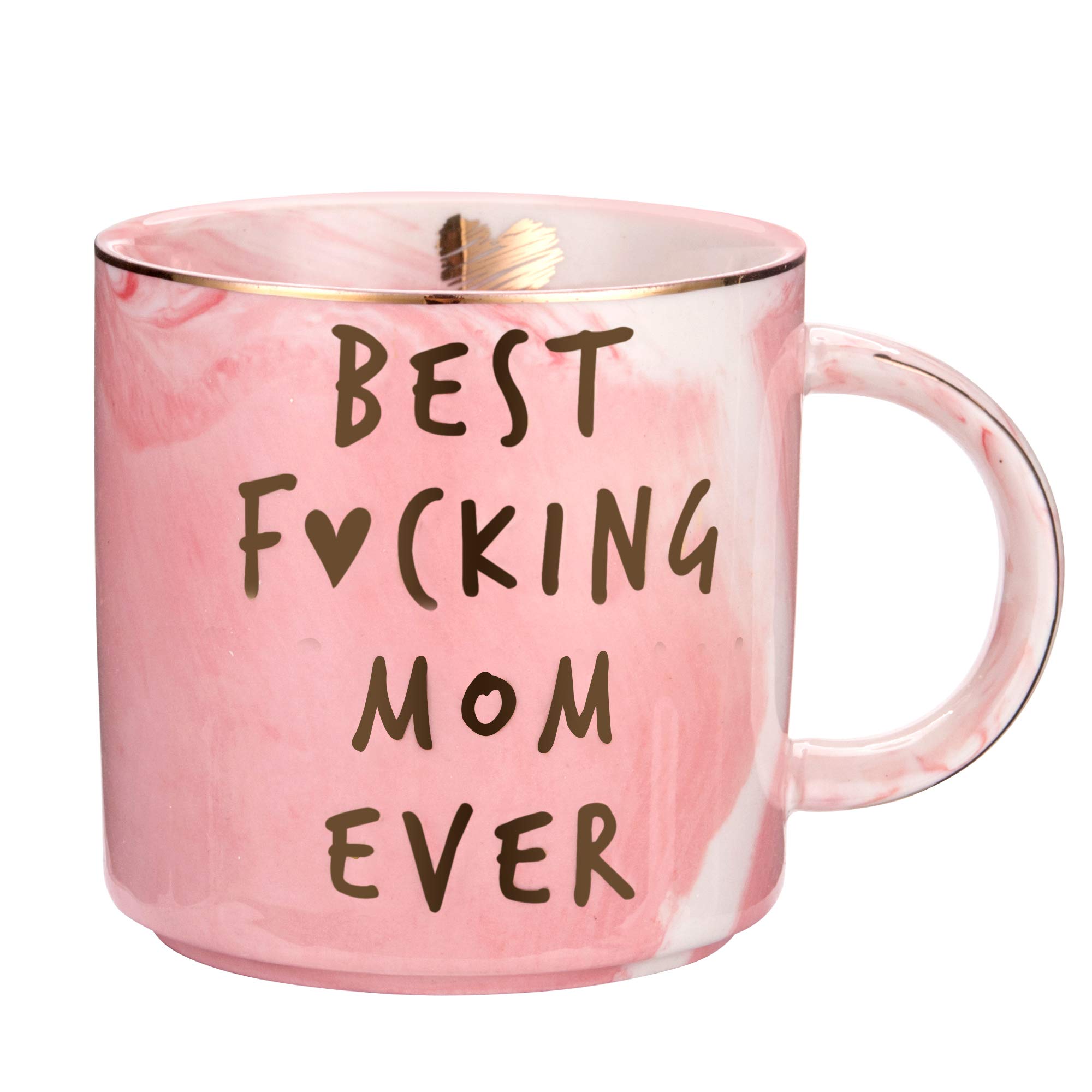 Hendson Mom Gifts for Women - Best Mom Ever - Funny Mom Birthday Gift Ideas, New Mom, Pregnancy Congratulations Gifts for First Time Moms and Mother To Be - Pink Marble Mug, 11.5oz Coffee Cup