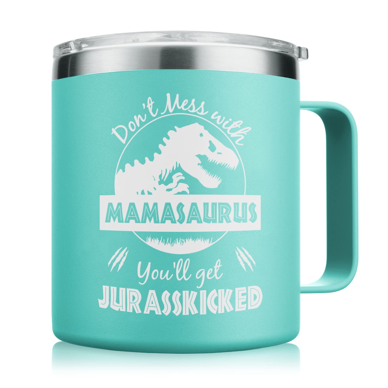NOWWISH Mothers Day Gifts for Mom from Daughter Son, Mamasaurus Coffee Mug, Birthday Gifts for Mom Women, Mother-in-Law, 14oz Green