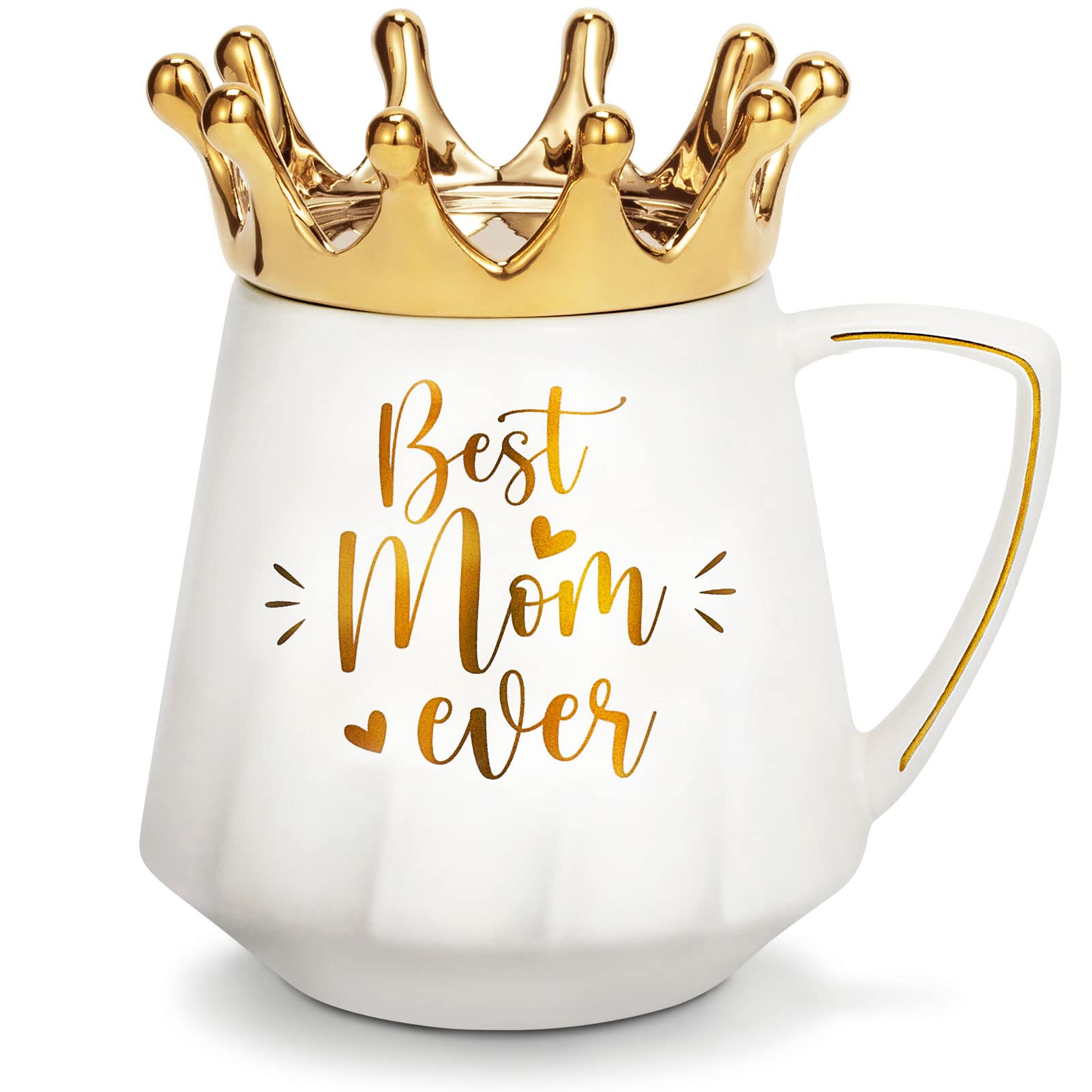 Mom Gifts Mothers Day Gifts for Mom from Daughter Son, Best Mom Ever Ceramic Coffee Mug Mom Cup 12Oz with Crown Lid, Birthday Gifts Mom Mothers Day Gifts for Mother-in-law Wife New Mom Gifts for Women
