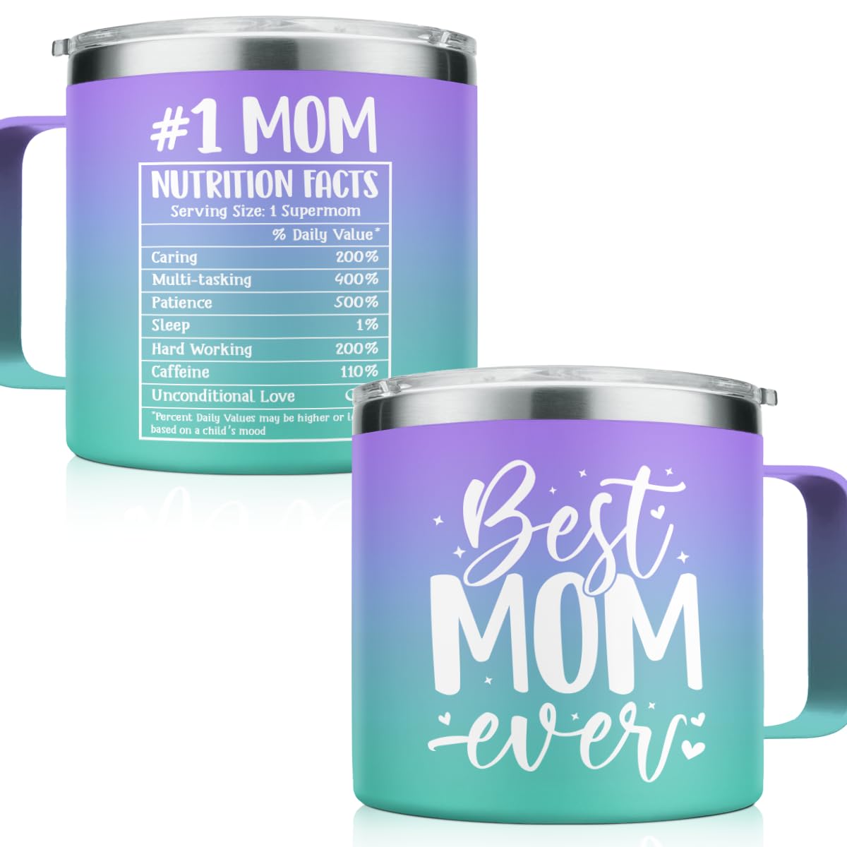 SANDJEST Mom Tumbler 14oz Insulated Coffee Mug with Handle Best Mom Ever Gift Mother Stainless Steel Travel Mug Gifts for Moms Mama Mother Birthday Christmas Valentines
