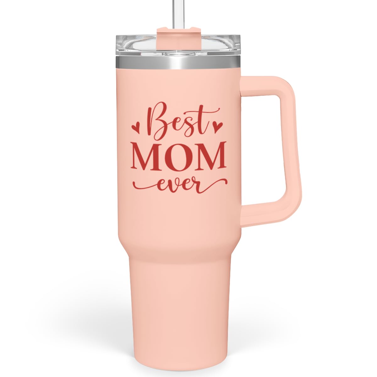 SANDJEST Mom Gifts Best Mom Ever Tumbler Stainless Steel 40oz with Handle Insulated Travel Cup - Mom Travel Coffee Mug, Mother's Day Christmas Birthday Gifts from Son Daughter