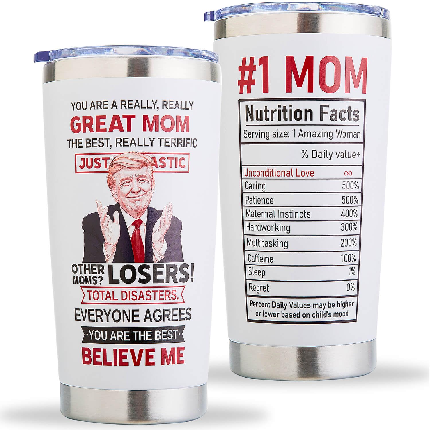 Mothers Day Gifts for Mom - Mom Cup, The Best Mom Gifts, Cool Birthday Gifts for Mom, Mom Valentine Gift, Good Christmas Presents for Mom, Unique Gifts for Your Mom Mug - 20oz Trump Mom Tumbler