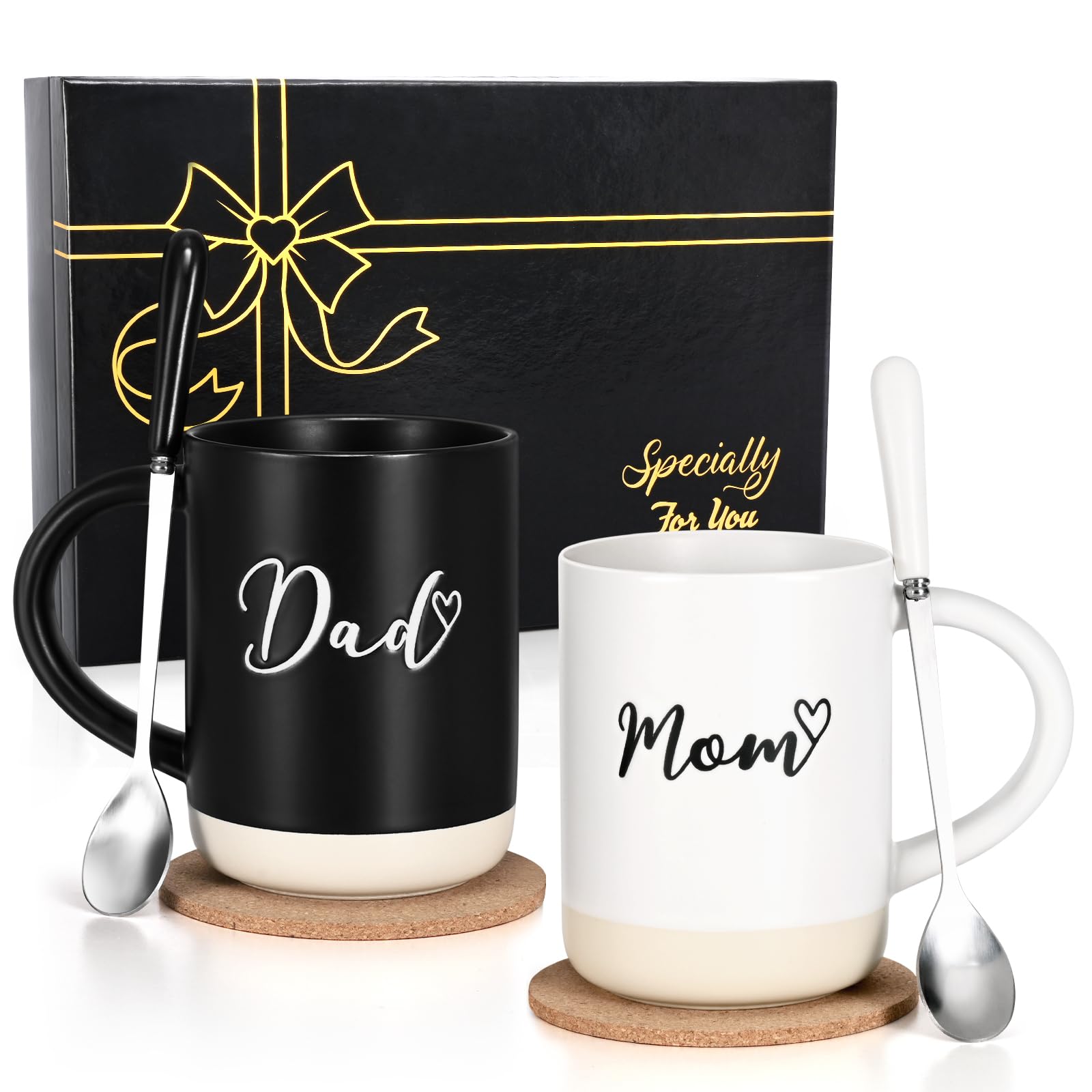 YHRJWN Mom and Dad Gifts, Mom and Dad Mugs, Christmas Gift for Parents from Daughter Son, New Parents Gifts for Couples, 16 Oz