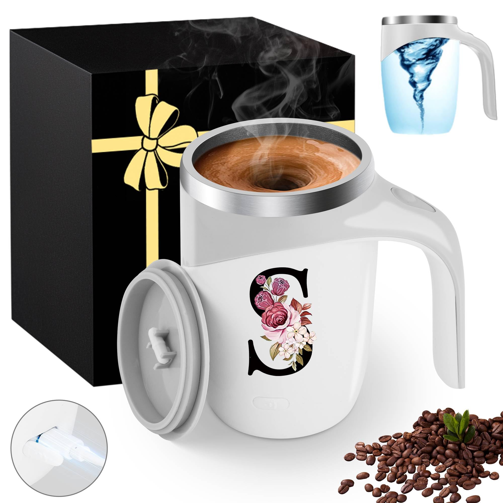 Magnetic Stirring Coffee Mug Stainless Insulated Travel Cup Women Christmas Xmas Birthday Ideas Gift New Step Bonus Mom Daughter Son Law Unique Who Have Good Special Busy Useful Adult Custom Present,S
