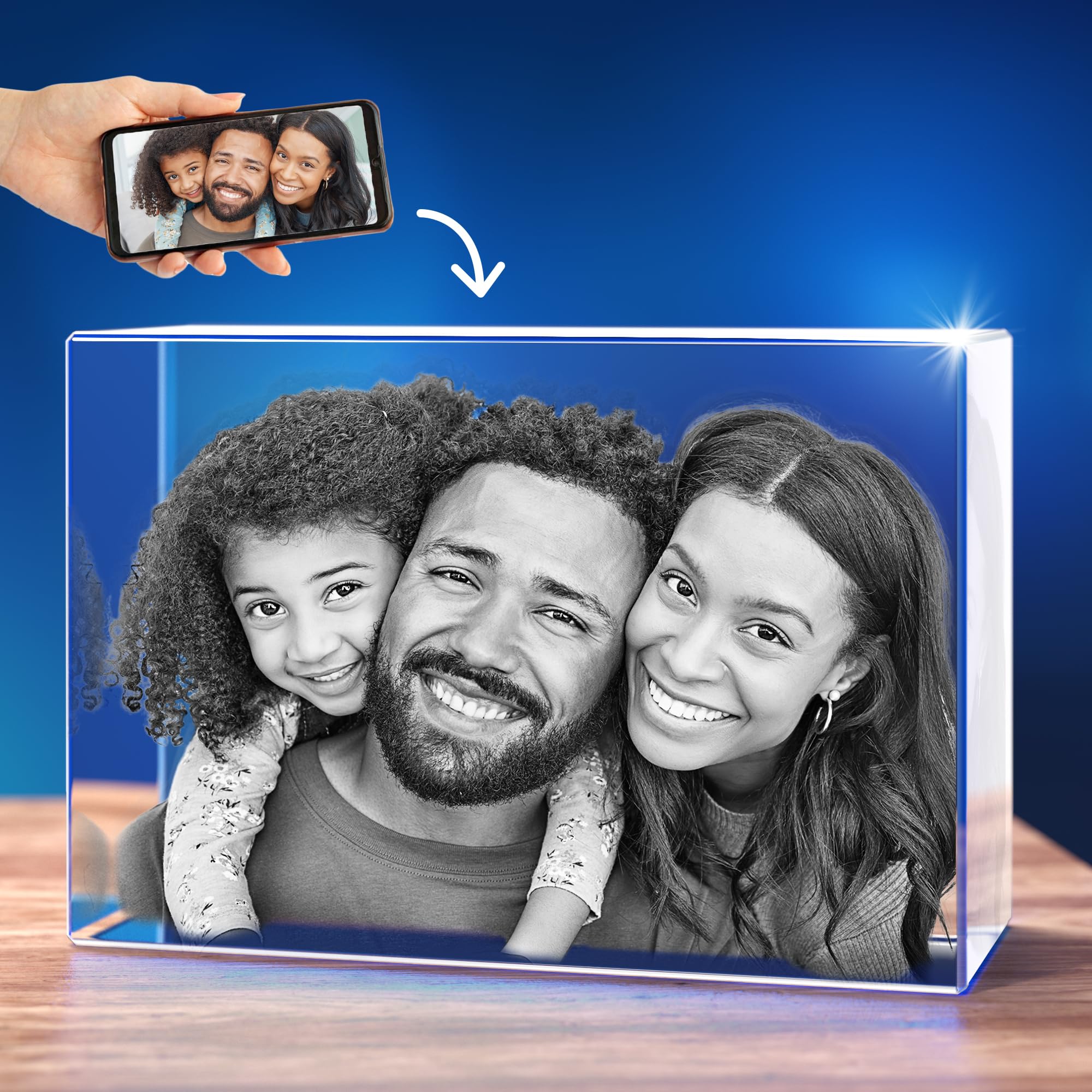STRONGUS 2D/3D Crystal Photo Mothers Day Gifts for - Mom, Dad, Wife, Husband, Boyfriend, Girlfried, 2D/3D Customized Picture, Engraved Crystal, Memorial Customized Couples Gifts