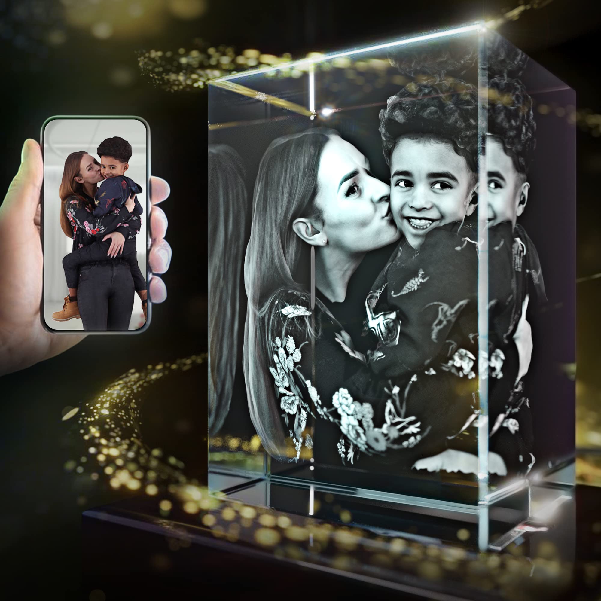 STRONGUS 3D Crystal Personalized Photo Mothers Day Gifts for - Father, Mom, Girlfriend, Her, Him, Boyfriend, Birthday, Anniversary, 3D Customized Picture, Couples Gifts Made in USA (small)