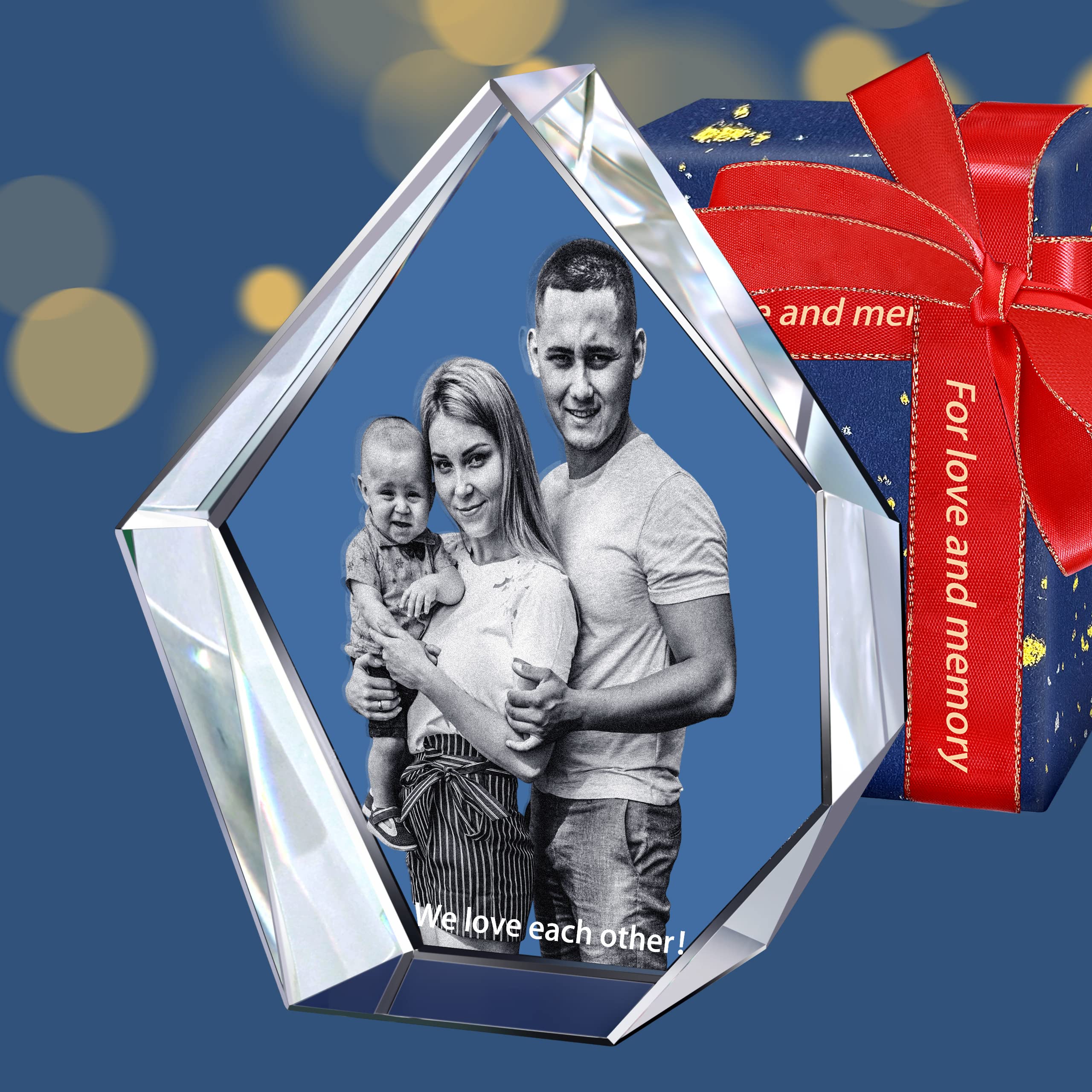 Fanery Sue Personalized 3D Crystal Photo, Custom Gifts for Her, Father, Mom,Wife, Husband, Great Personalized Customized Gift With Your Own Photo, Wedding 3D Picture (Iceberg)
