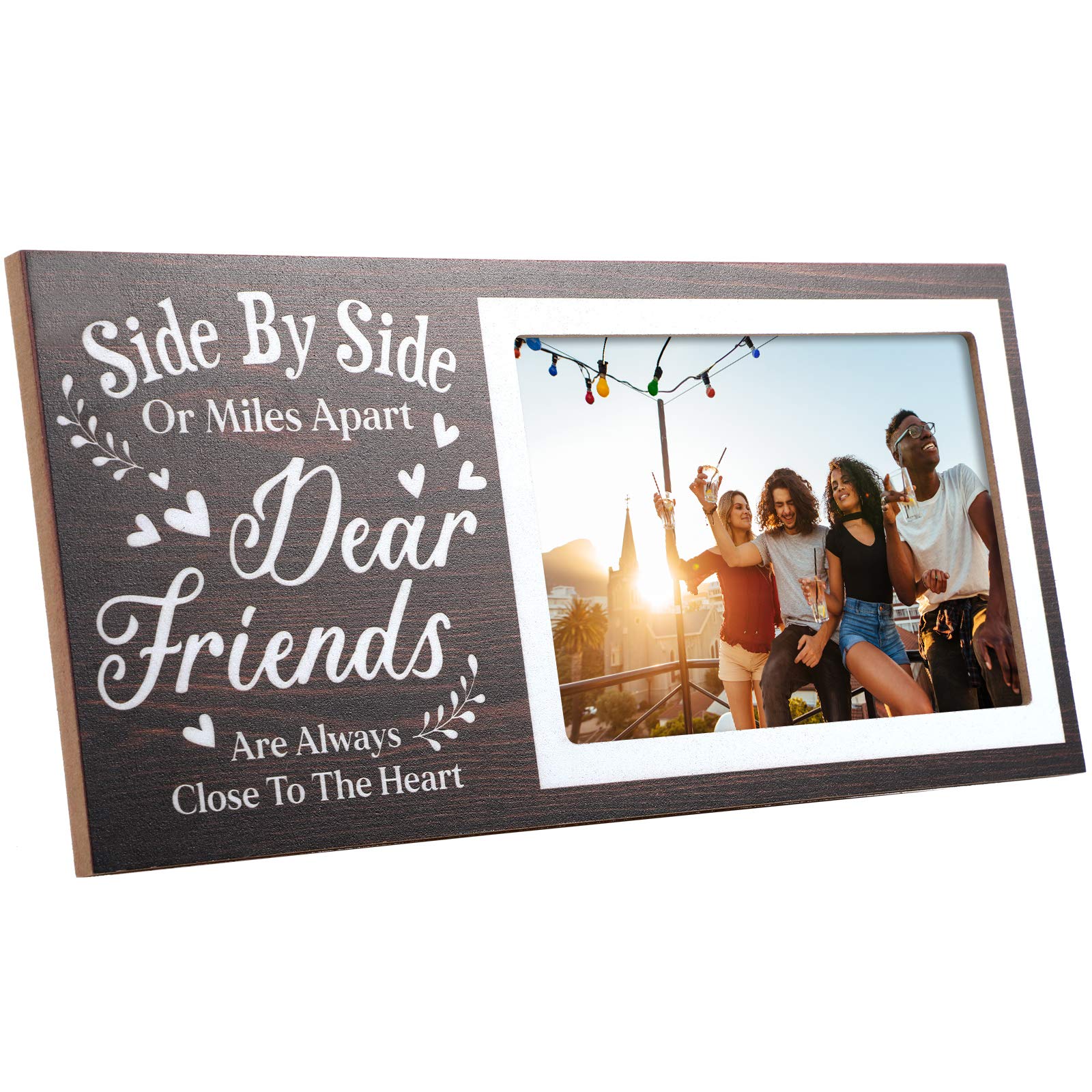 Jetec Wooden Friends Picture Frame 12 x 5.5 Inch Photo Frame Graduation Day Dear Friends Gifts Long Distance Friendship Photo Gifts(Brown)