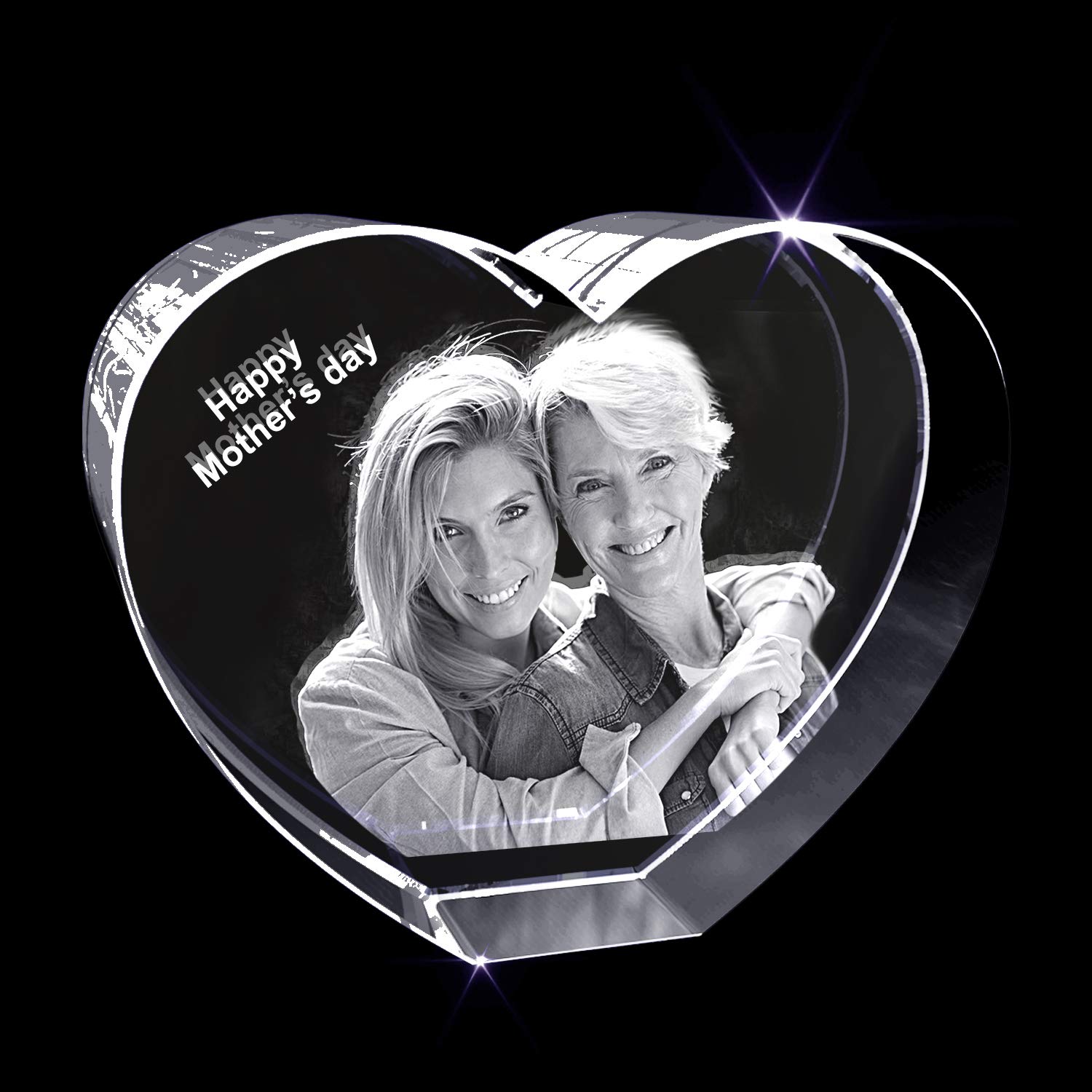 Personalized Custom 3D Photo engraved Crystal (Large Heart (4.92" x 4.33" x 2.3"))