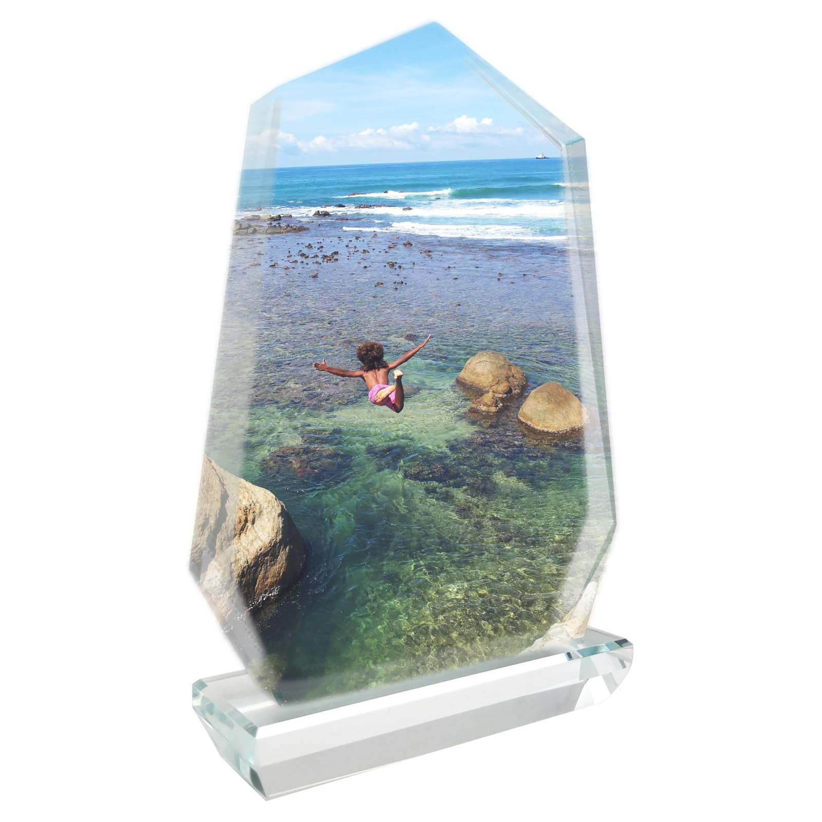 Crystal Sublimation Blanks Sublimation Glass for Custom Picture Photo Frame, Award Plaque, Crystal Tabletop Decor, In-Loving Memory Sublimatin Printing Products (Peak)