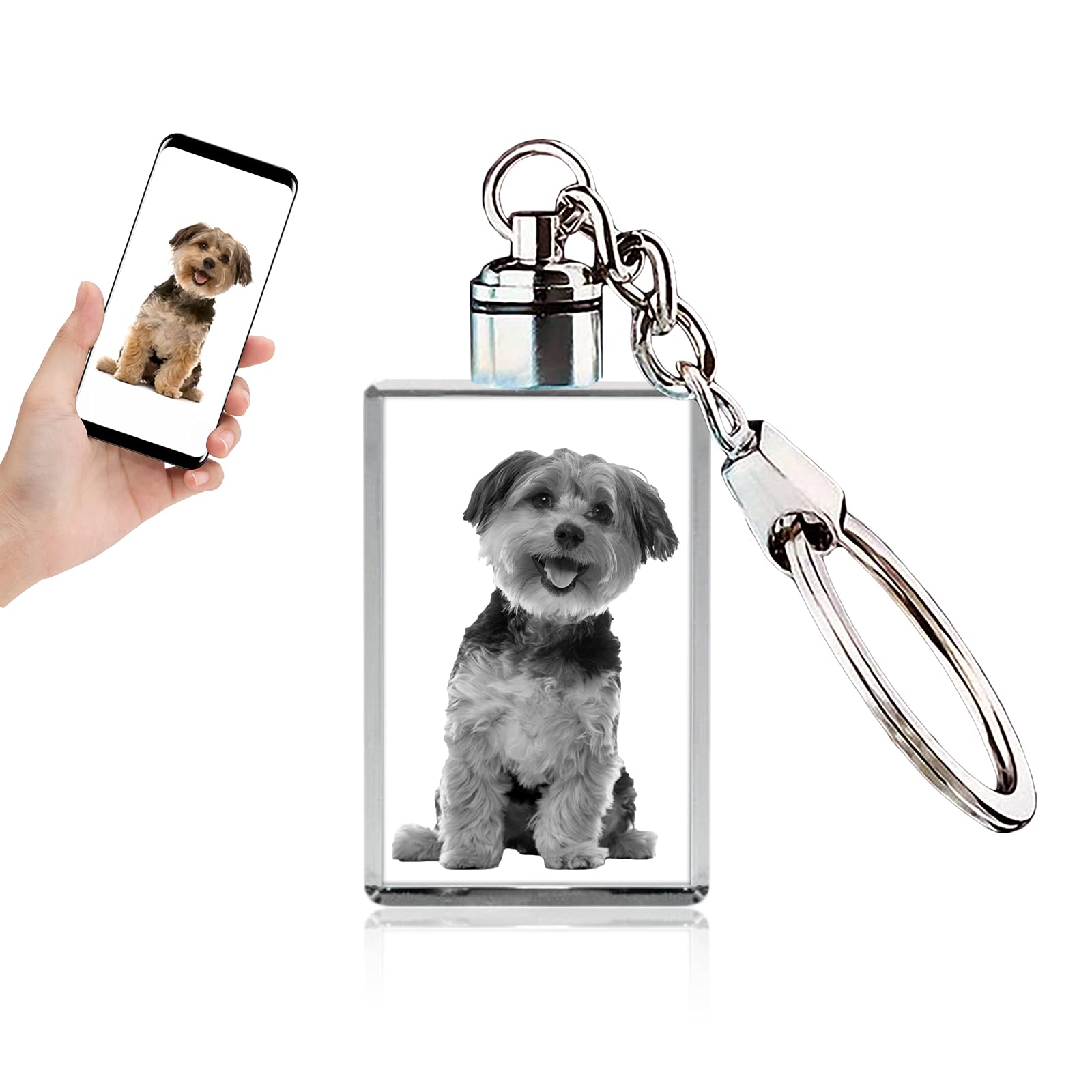 Arokimi Custom Crystal Photo Keychain with Light Great Memorial Gifts
