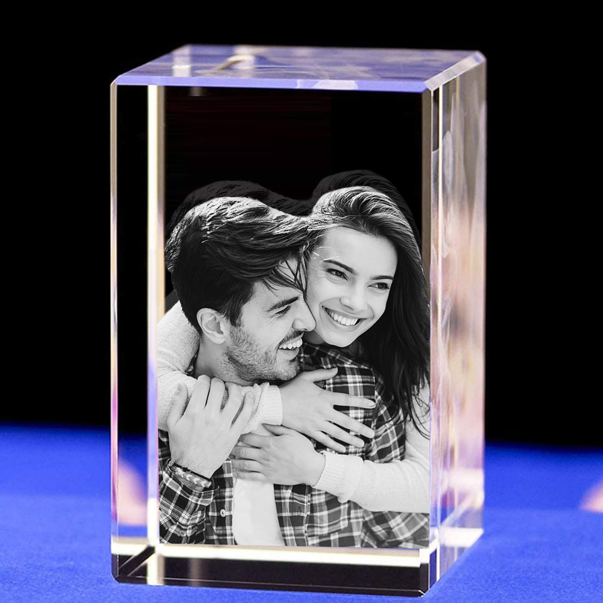 Personalized 3D Engraved Crystal Photo Custom 3D Photo Crystal 3D Crystal Picture Laser Photo Etched Engraved Inside Crystal with Picture Photograph 3D Photo Engraved Crystal with Gift Box