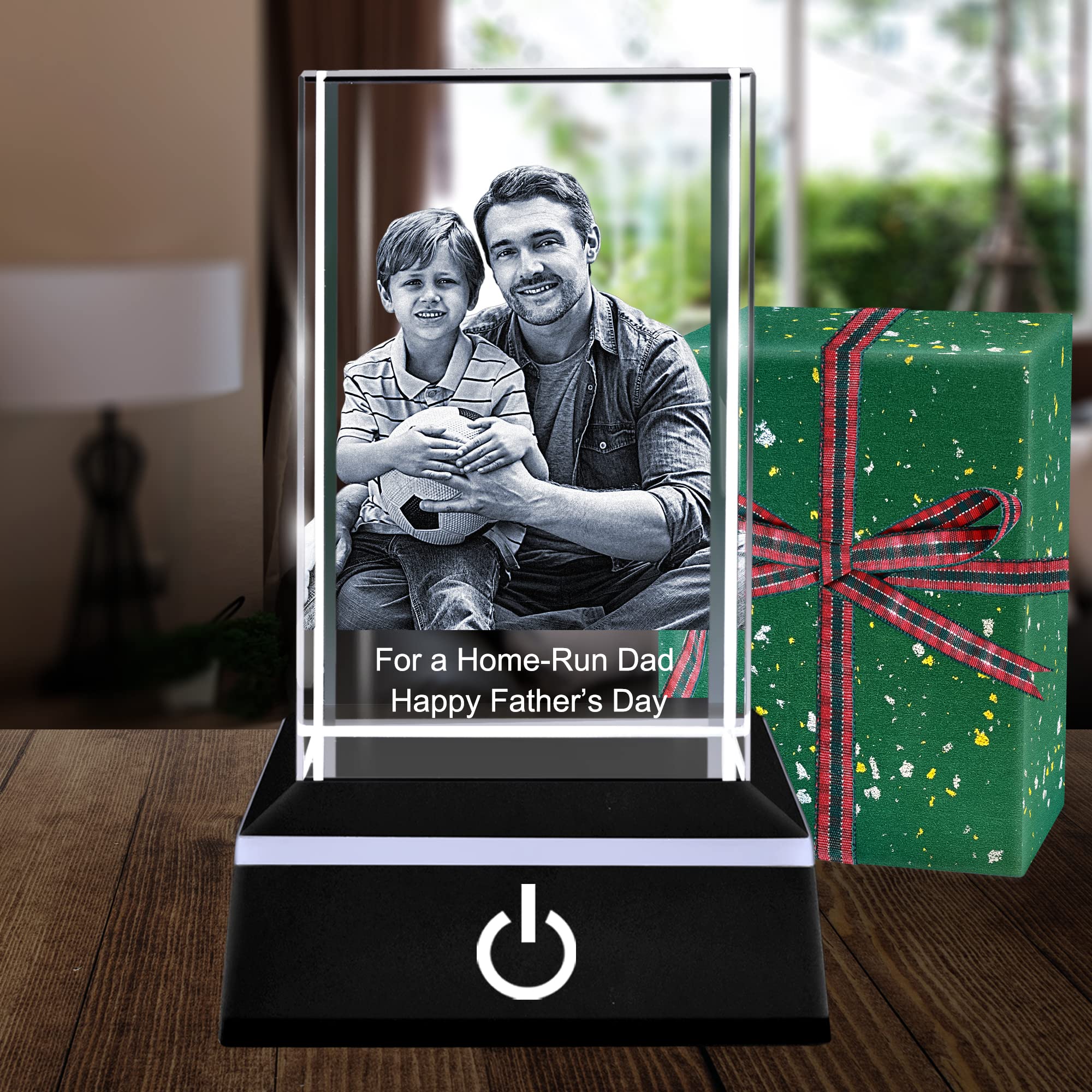 Custom 3D Crystal Photo, Anniversary Wedding Gifts for Couples Birthday Gift for Her/Him - Memorial Gift for Loved Ones(Portrait with base)
