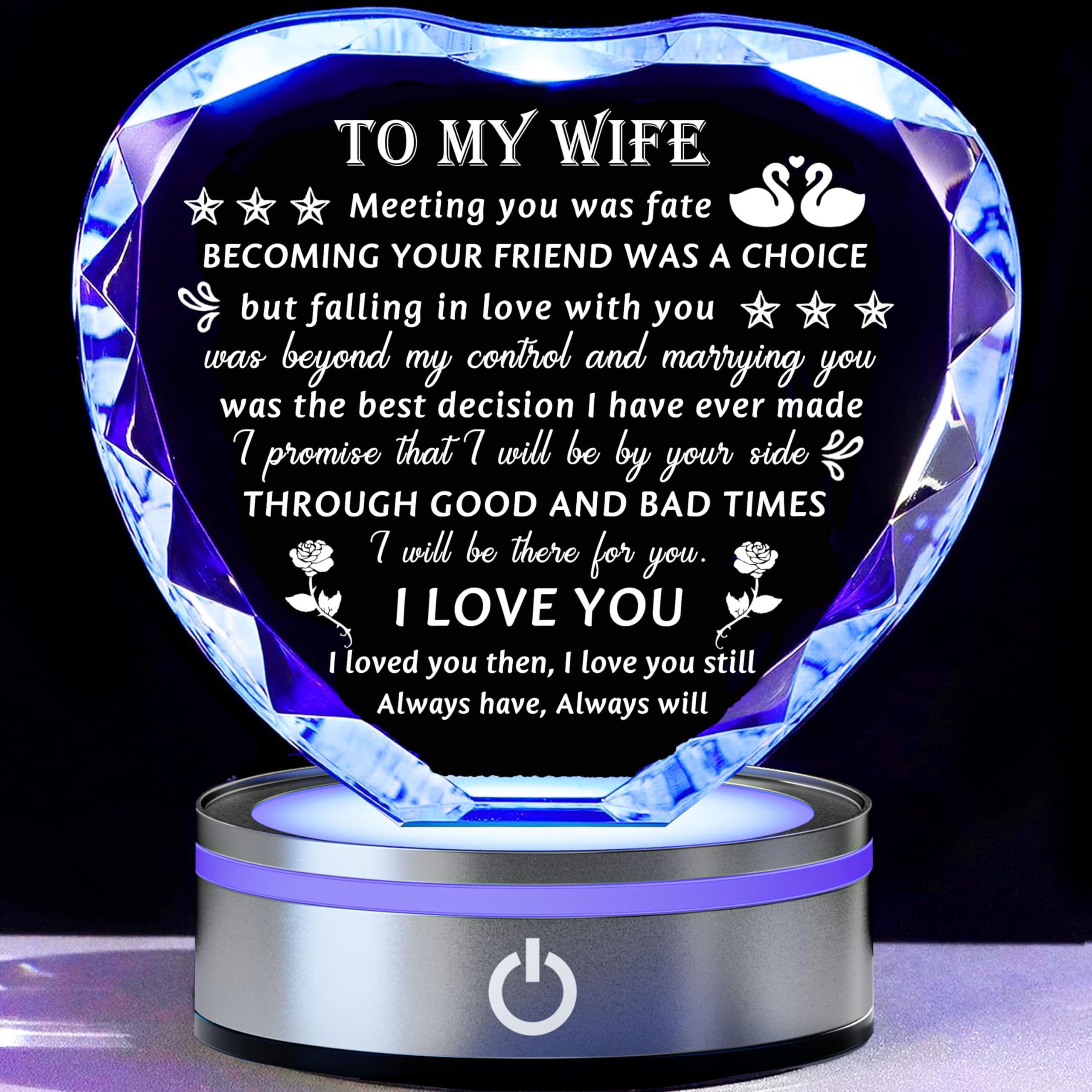 Movdyka Gifts for Wife from Husband Best Birthday for Wife Ideas Crystal Keepsake Great Gifts to My Wife Valentines Day Christmas for My Lovely Wife Glass Plaque Decor