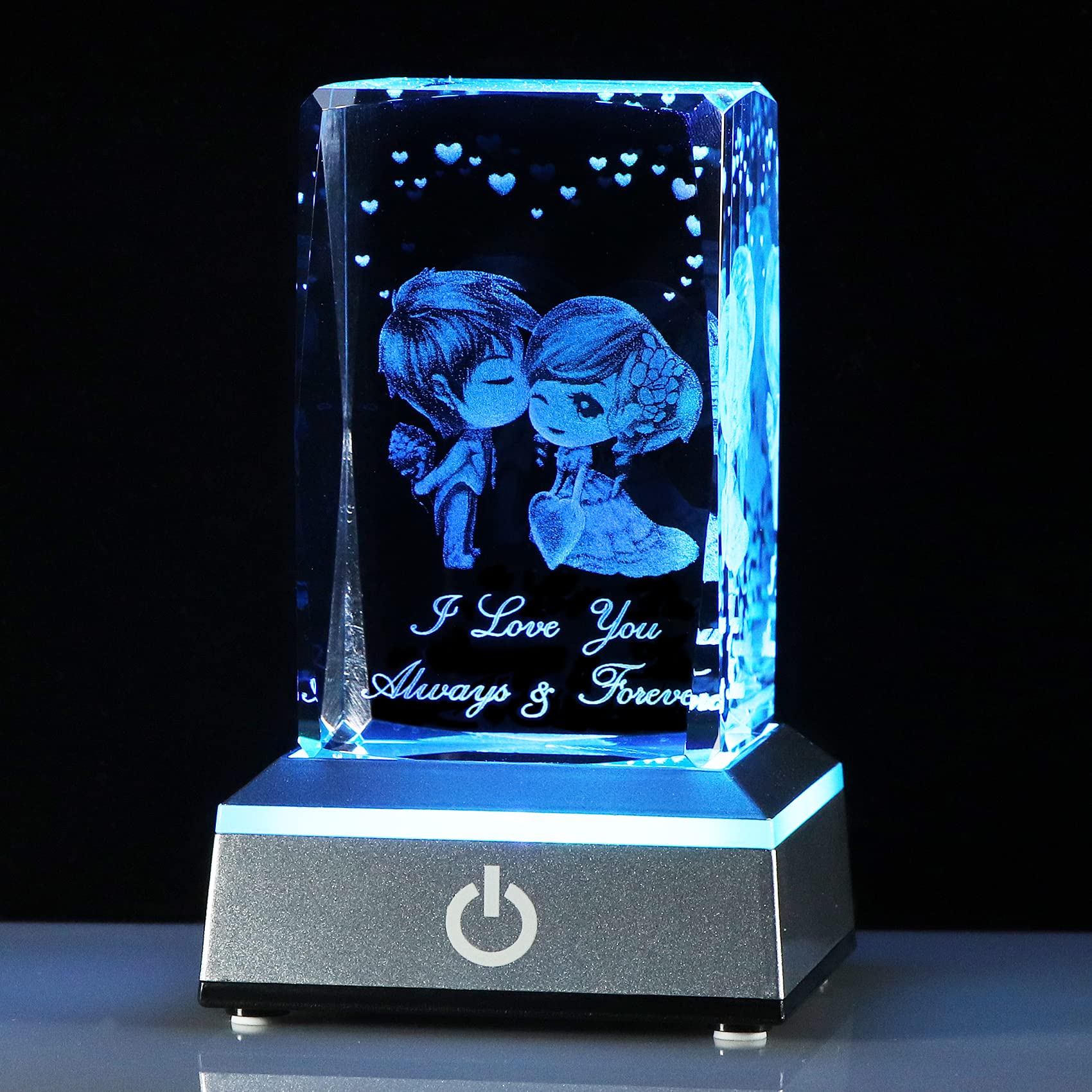 Anniversary Girlfriend Gifts Cute Birthday Gifts for Her Wife Women Unique, Romantic I Love You Gifts 3D Crystal with Led Colourful Light Base Funny Gifts