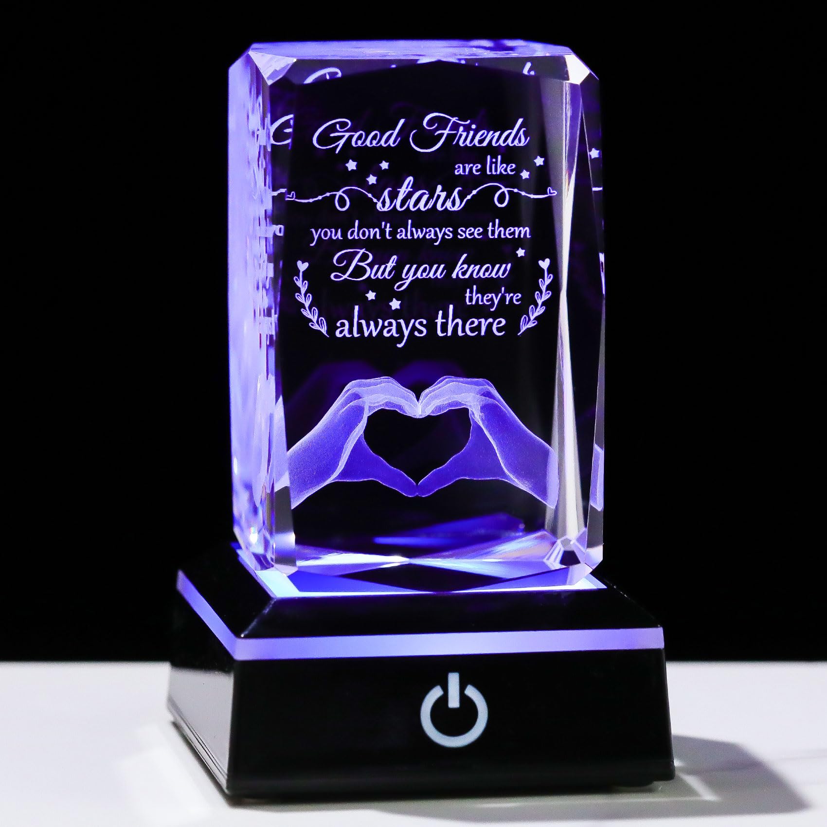 Enjinkail Bestfriend Unique Gifts for Women Birthday Crystal Keepsake with Colorful Led Base, 3D Engraved Friendship Plaque Bestie Gifts for Graduation Valentines Christmas Mothers Day
