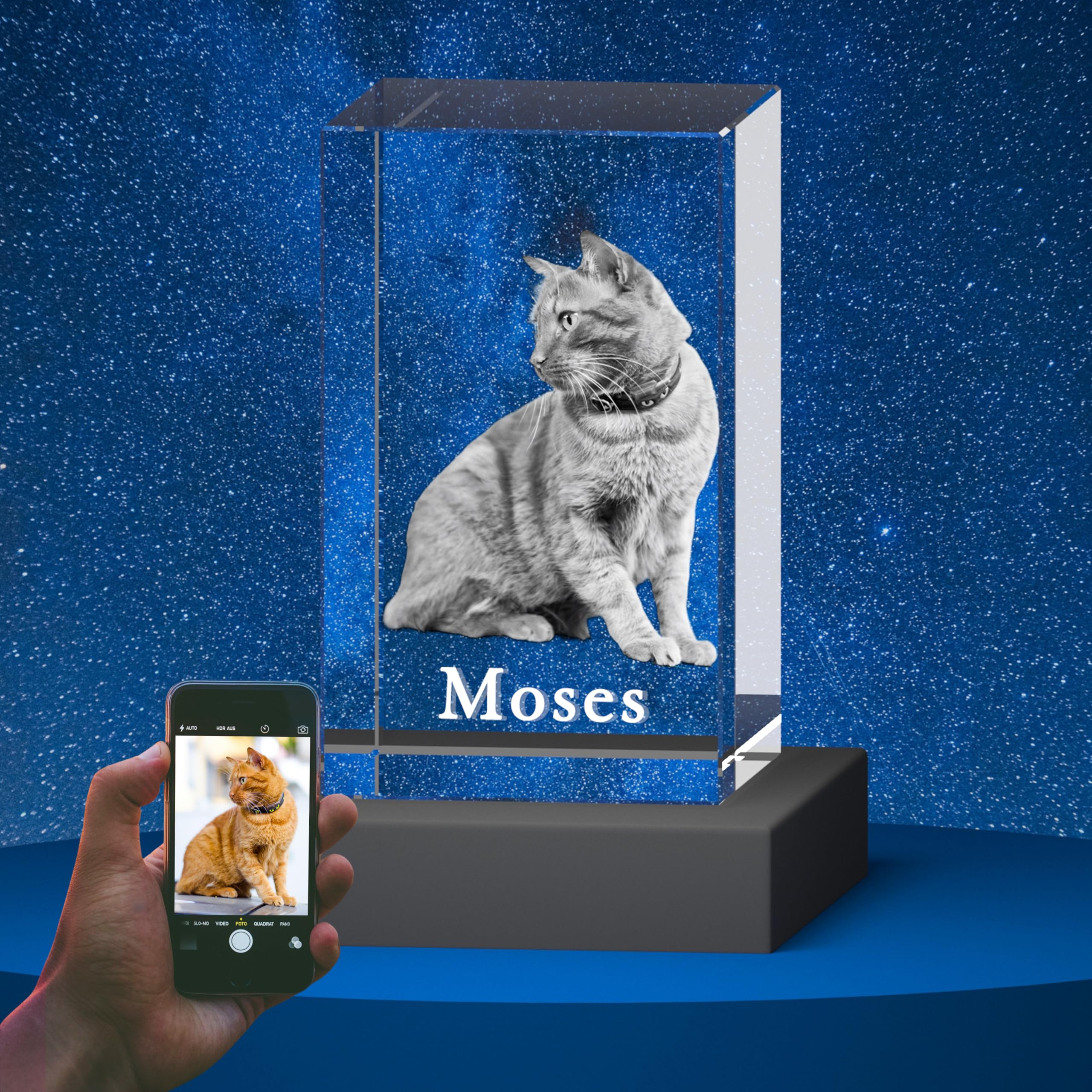 3D Crystal Photo Personalized Pet Cat 3D Photo Crystal Custom 3D Engraved Crystal Photo for Cat Dog 3D Laser Etched Picture in Memory of Cat,Dogs Custom 3D Pictures Pet Memorial Gifts