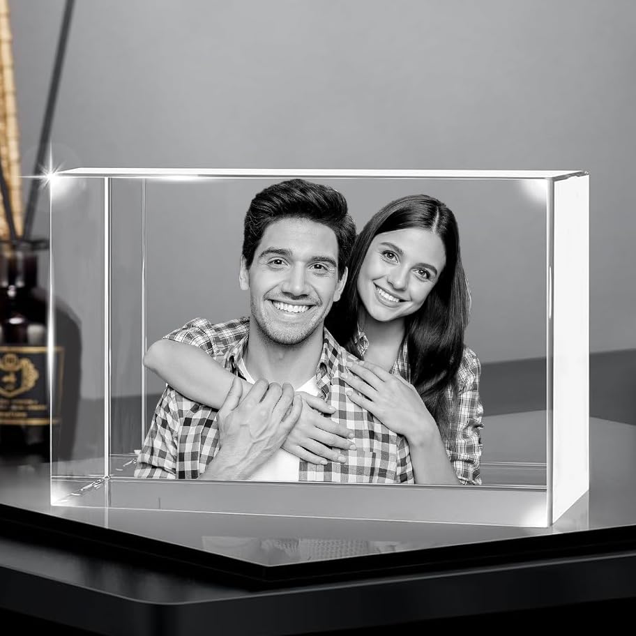 3D Crystal Photo, Personalized Gifts with Your Own Photo for Fathers Day. Customized Gift for Birthday, Wedding, Anniversary, Memorial, Mother’s Day