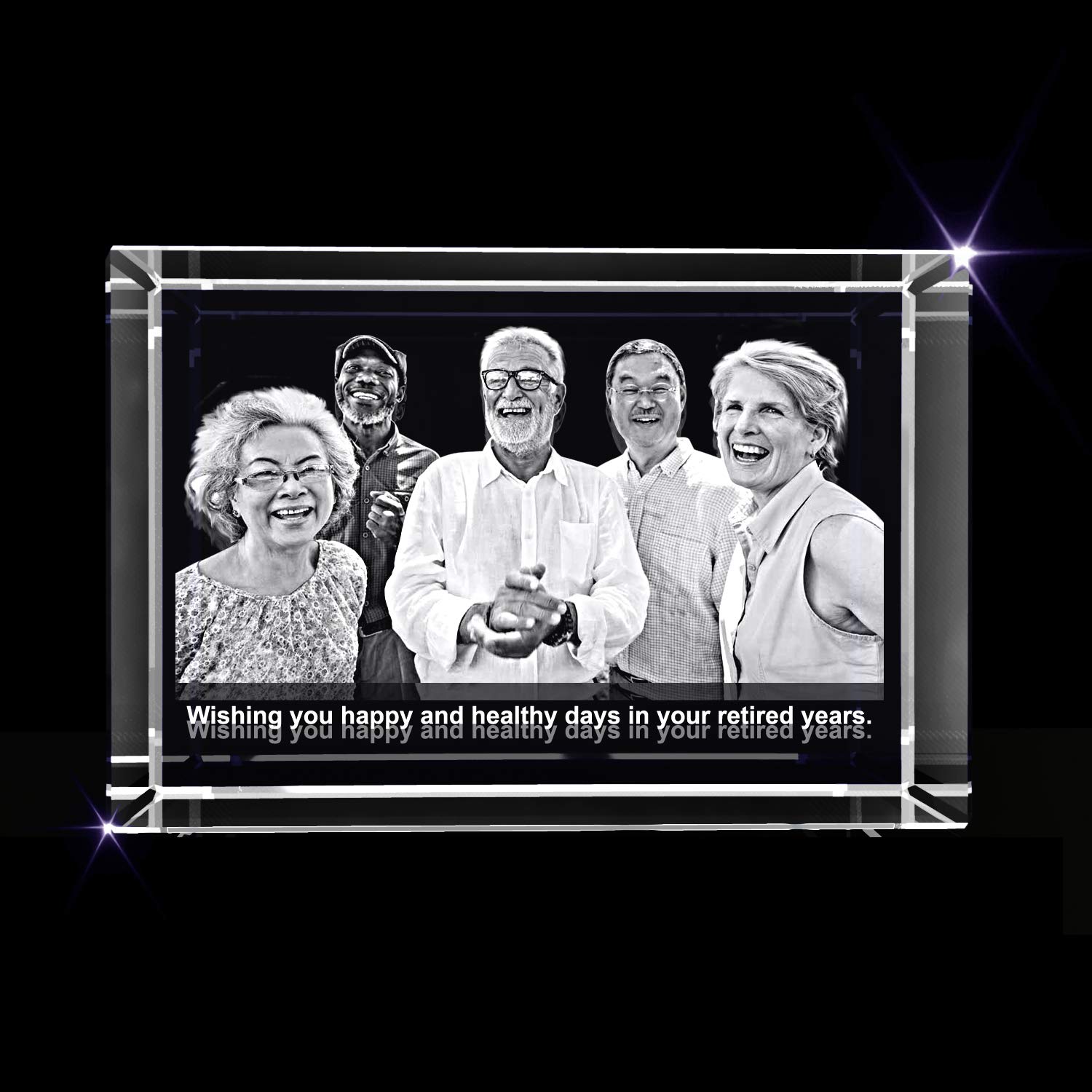 Personalized Happy Retirement 3D Engraved Crystal Photo Gift (Large Rectangle (3 x 5 x 2.5 inches))