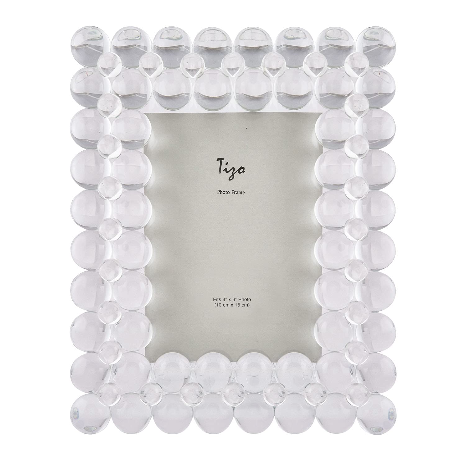 TIZO Design 4x6 Crystal Clear Glass Picture Frame, Boutique Quality Photo Frame (Bubbles)