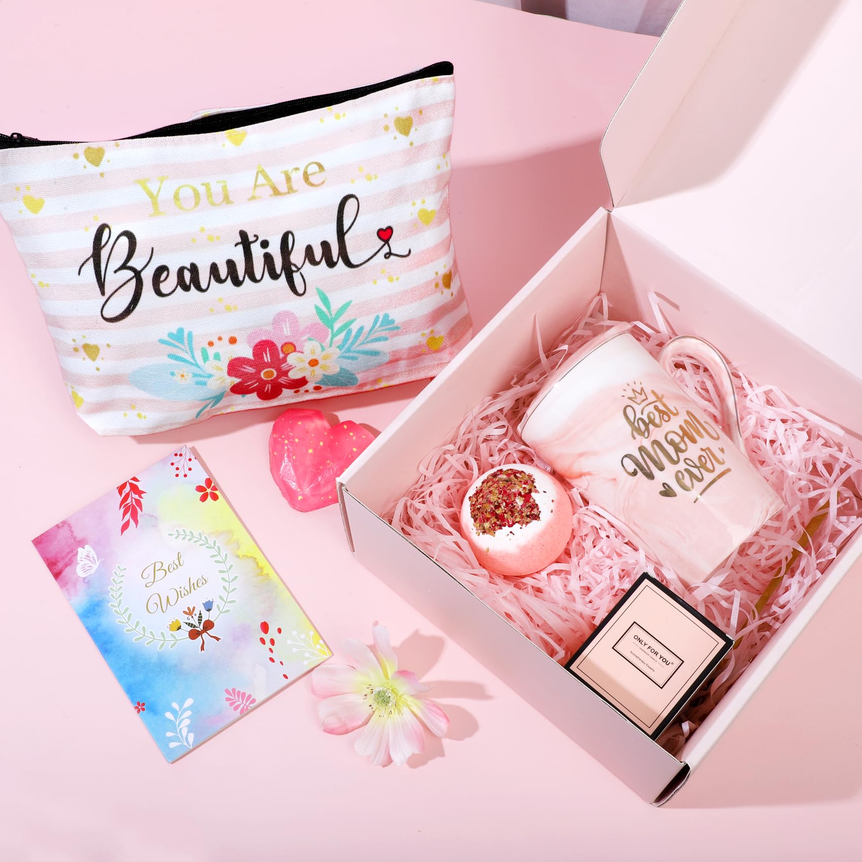 Mothers Day Gifts for Mom, Best Mom Ever Gifts Baskets for Women, Birthday Gifts Set for Women, Her, Friends, Coworkers, Wife, Daughter, Sister