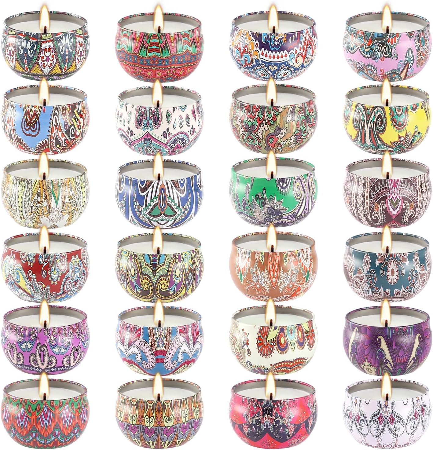 Scented Candles Gifts Set 24 Pack Soy Wax Travel Tin Jar Candles for Home 2.5 OZ jar Candles for Mom for Christmas, Birthday, Thanksgiving, Mother's Day