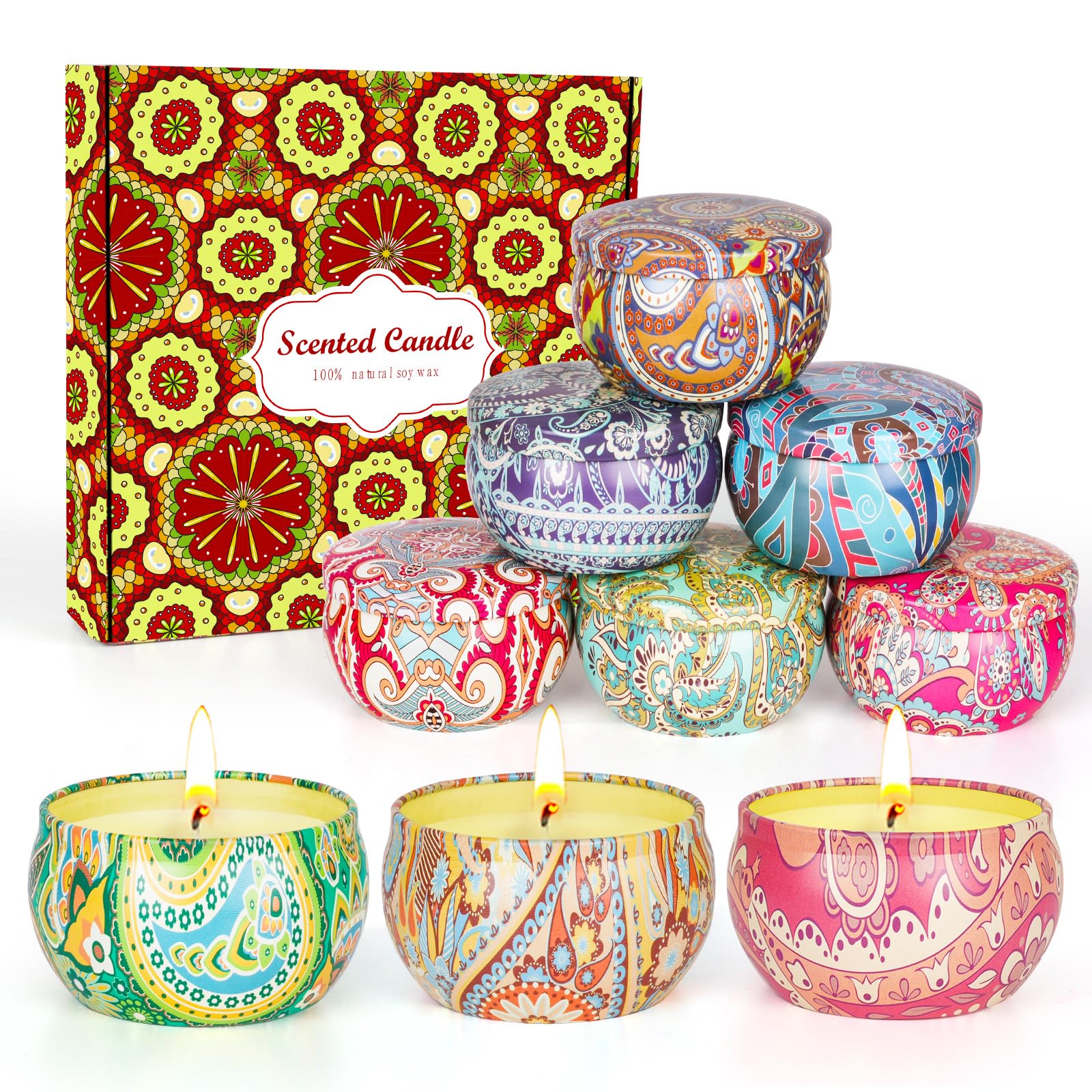 9 Pack 22.5oz in Total Scented Candles Gifts for Women,140-160 Hours Home Scented Candles,Aromatherapy Candle Gifts Set, Soy Wax Candles for Christmas Day, Birthday, Mothers Day, Valentine's Day