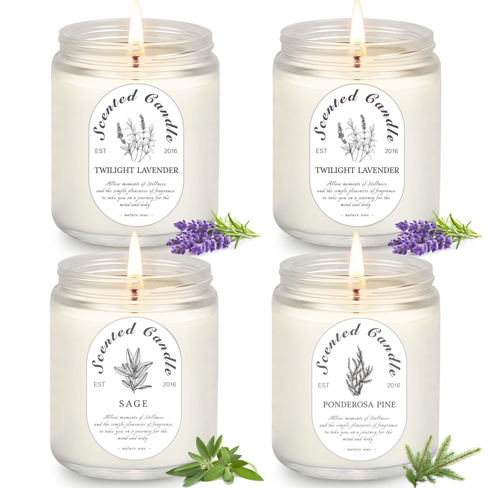 4 Pack Candles for Home Scented, Lavender Candles, 28 oz 200 Hour Aromatherapy Candles, Long Lasting Candle Gift Set for Women, Perfect for Birthday Gifts