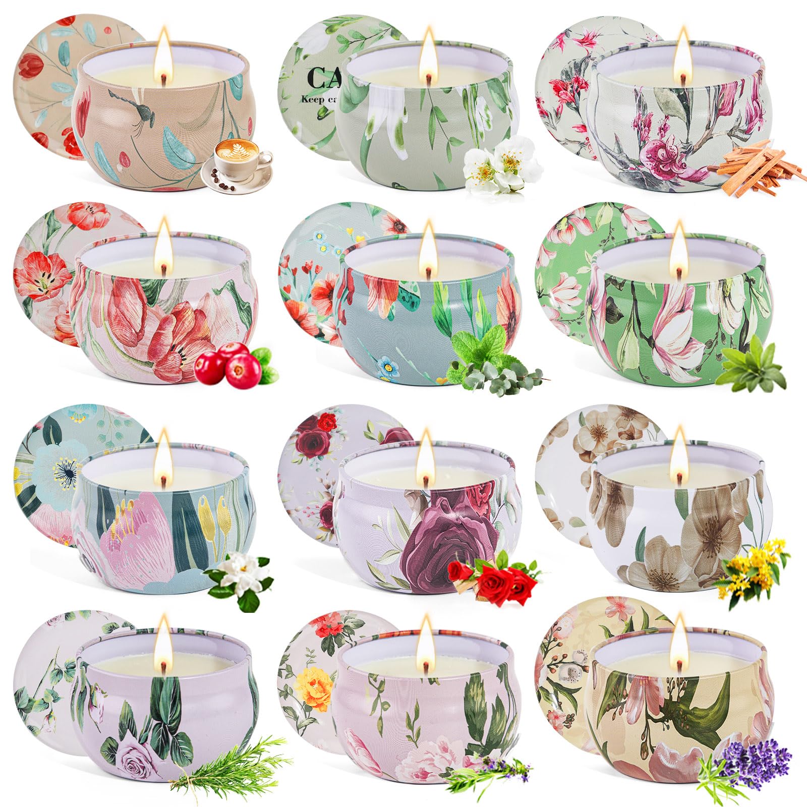 12 Pack Spring Scented Candles Gift Set, Spring Candle Clearance, Candles for Home Scented, 240 Hour Long Lasting, Stress Relief Gifts for Women, Candle Gifts for Birthday, Mother's Day