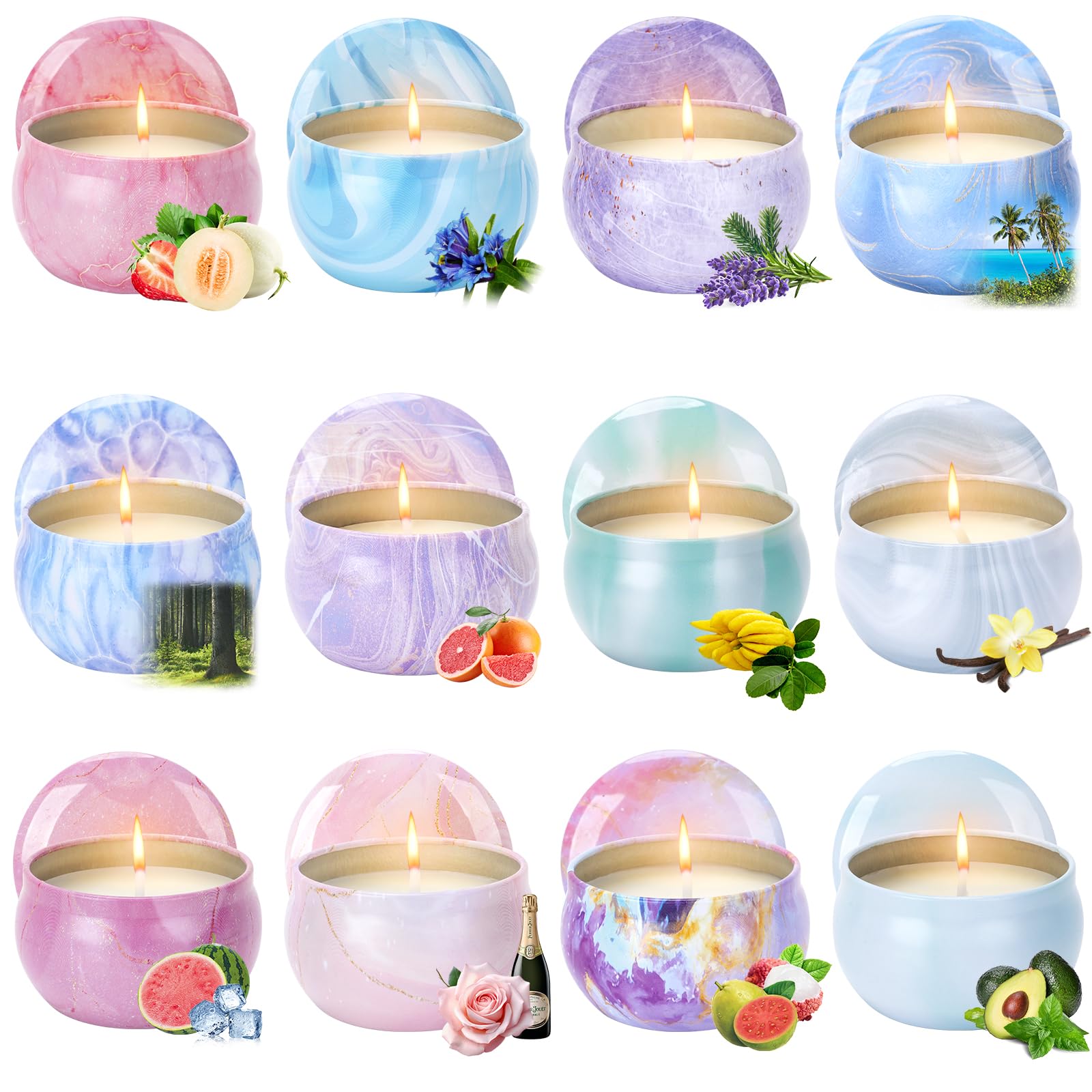 12 Pack Scented Candles Gifts Set for Women, 2.5 oz Soy Wax Aromatherapy Candles for Home Decoration, Long Lasting Tin Jar Candles, Best Gifts for Women Birthday, Valentine, Mother's Day, Christmas