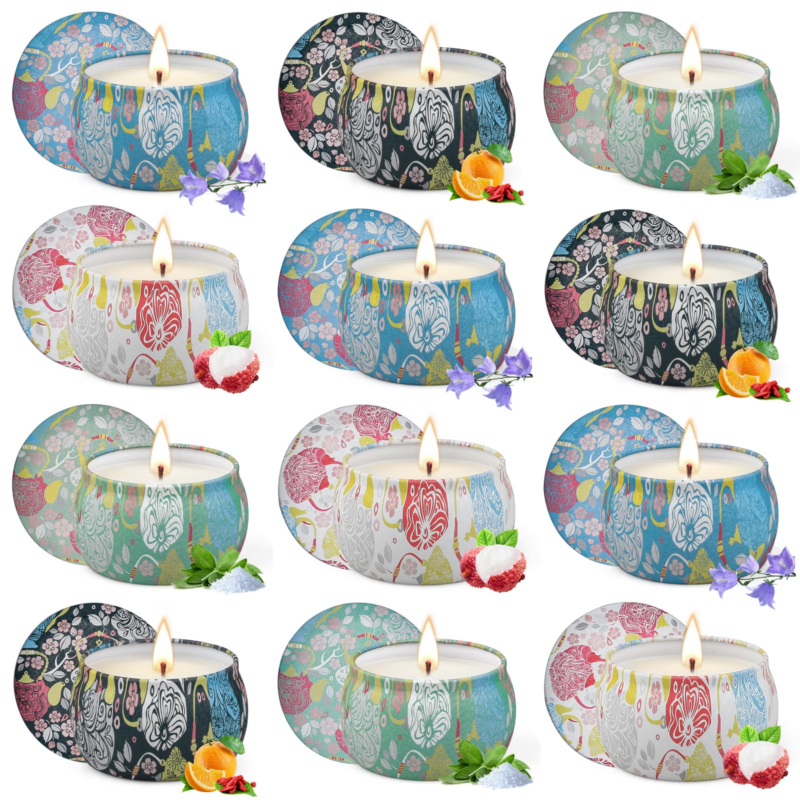 Scented Candles Gift Set, 12 Pack Candles for Home Scented, 30oz 300H Long Lasting Natural Soy Wax Candle, Aromatherapy Candles for Women, Birthday Gifts, Mother's Day for Women with 3 Pcs Gifts Box