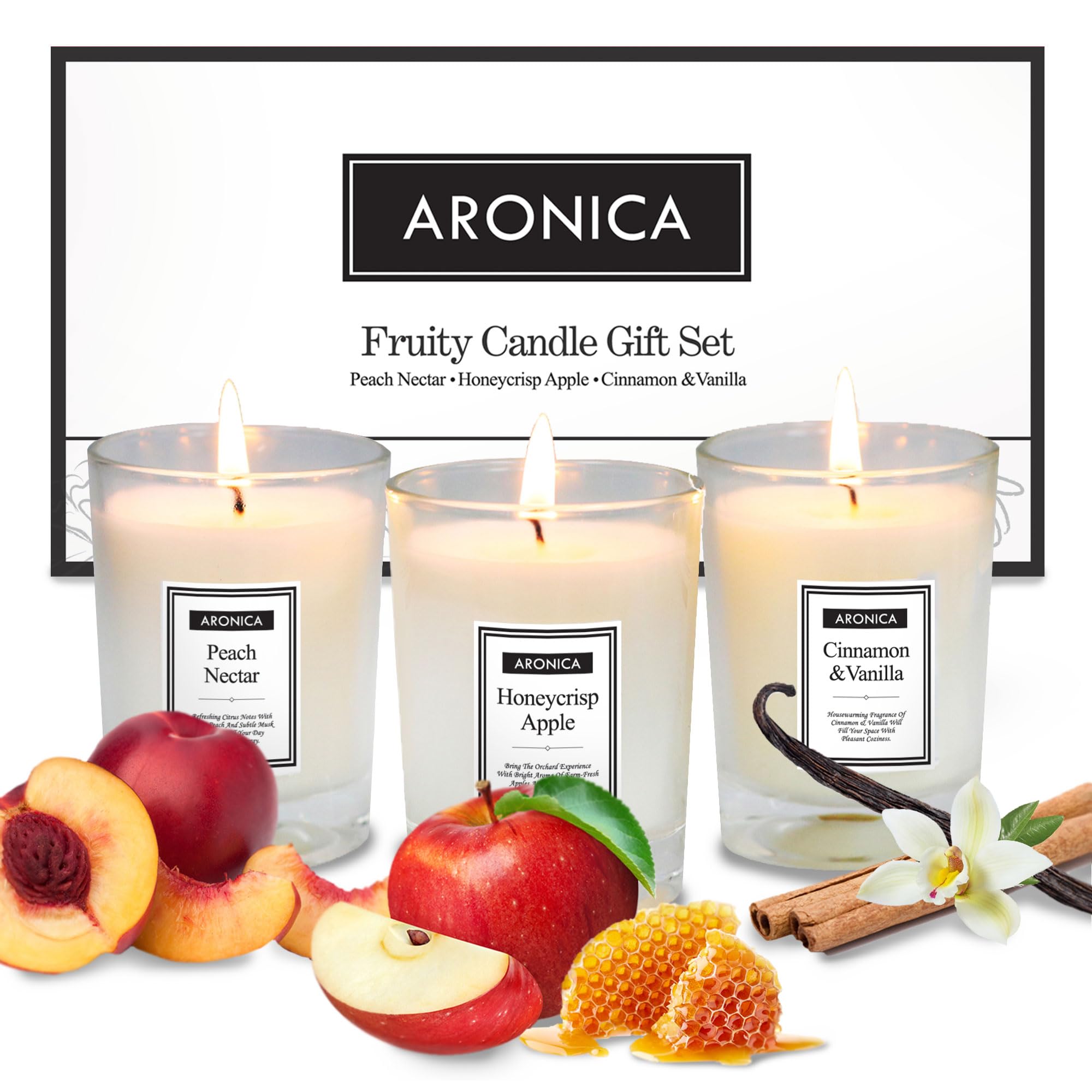 Aronica Fruity Candles for Women, Baby Shower Game Gifts for Winners, Soy Candles for Home Scented, House Gifts for Mom, Mothers' Day Candle Set