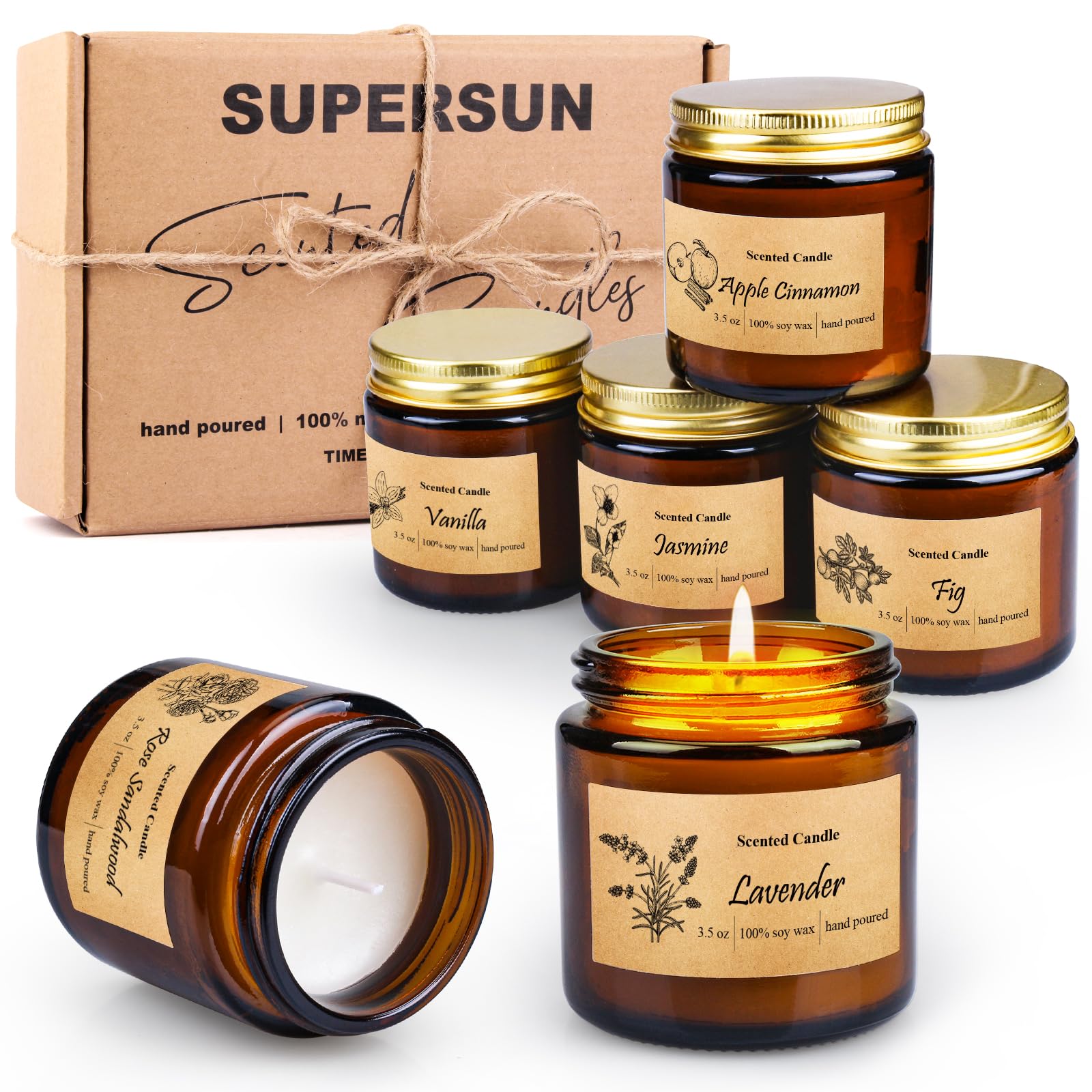 6 Pack Candles for Home Scented, Aromatherapy Jar Candles Gift Set for Women, Long Lasting Burn Soy Wax Candle, Scented Candle Gift Set for Birthday Easter Mother's Day