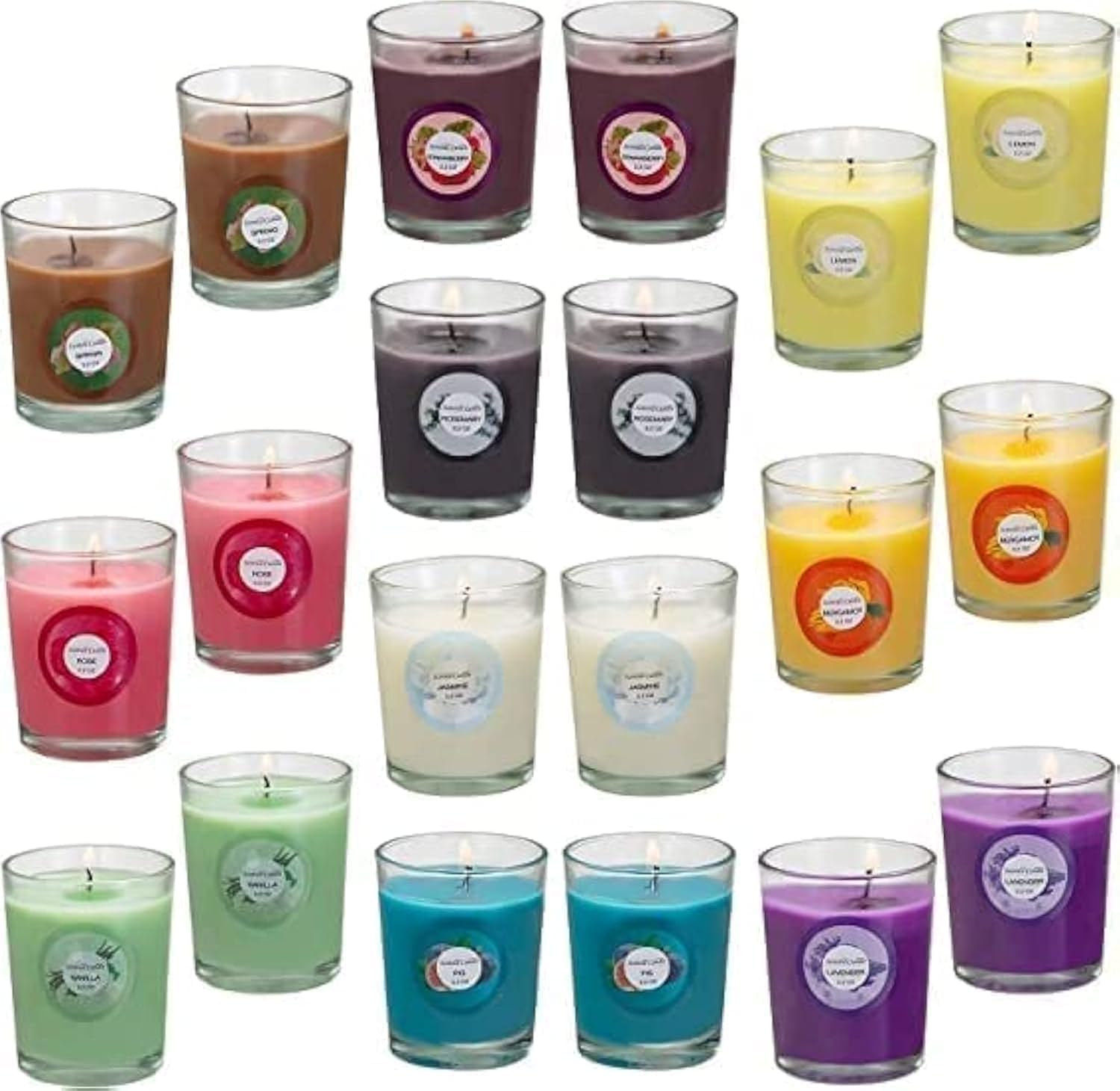 20 Pack Strong Scented Candles Gift Set with 10 Fragrances for Home and Women, Aromatherapy Soy Wax Glass Jar Candle