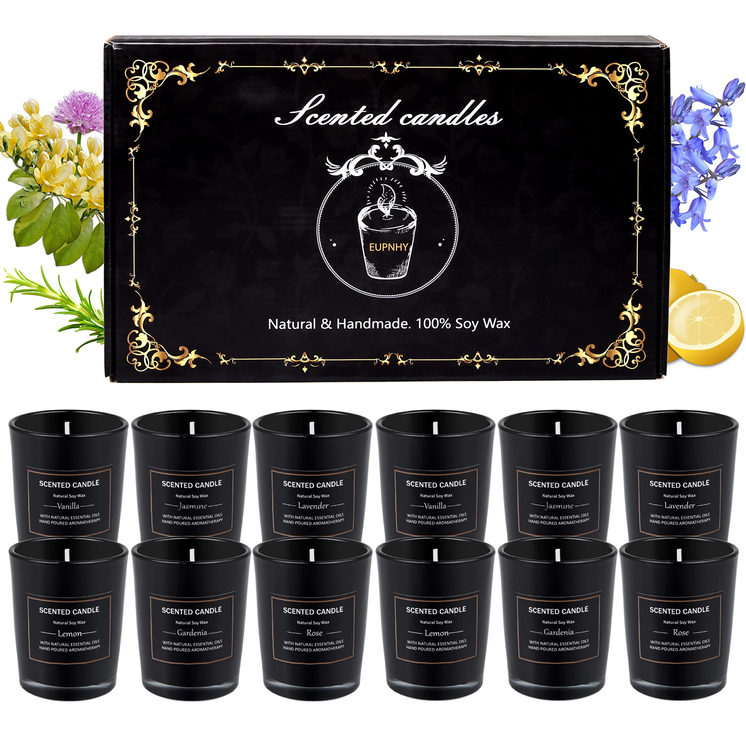 12 Pack Scented Candles Gift Set 2.5oz Strong Fragrance Aromatherapy Jar Candle Set Soy Wax Decorative Candles for Home Scented Candles Best Gifts for Women.