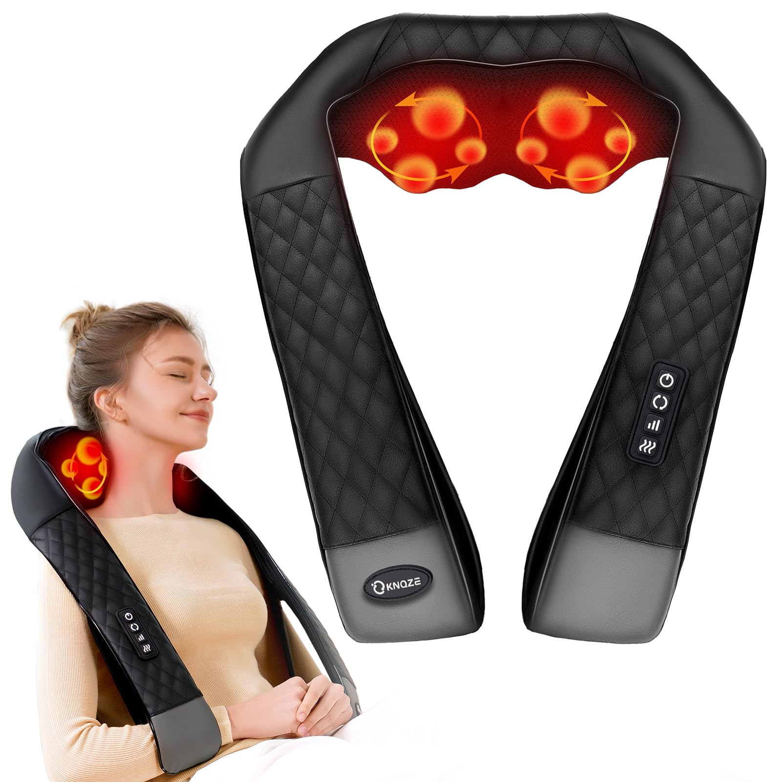 Shiatsu Neck and Back Massager with Heat, Neck and Shoulder Massager, 4D Deep Tissue Kneading Massage Pillow for Shoulder, Back, Leg Muscle Pain Relief, Gifts for Mom Woman, Home Office Use