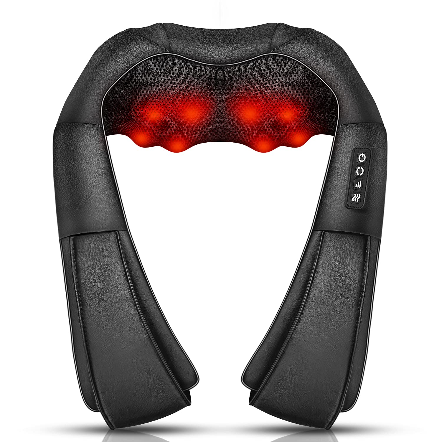 Shiatsu Massager with Heat - 3D Kneading for Neck, Back, Shoulder, Foot & Leg - Deep Tissue Massage for Home & Office - Men & Women