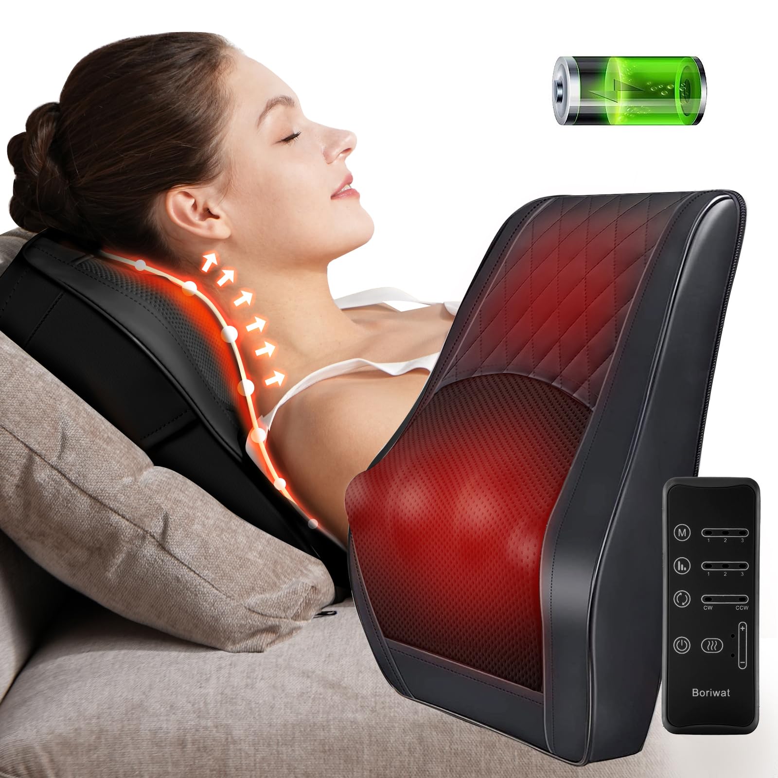 Cordless Neck Massager with Heat, FSA HSA Eligible, Back Massager with Wireless Remote, 3D Deep Tissue Kneading Massage Pillow for Back, Neck, Shoulder, Leg Pain Relief, Gifts for Men Women Mom Dad