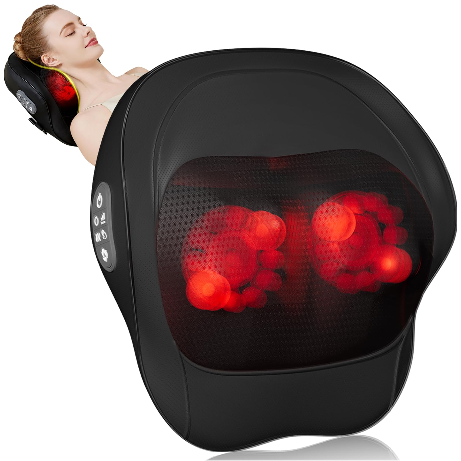 Rechargeable Back and Neck Massager with Heat,U6 New Upgrade Back Massager for Pain Relief Deep Tissue,4D Massage Heads,20 Massage Contacts for Neck,Shoulder,Legs,Foot,Use at Home,Car,Office