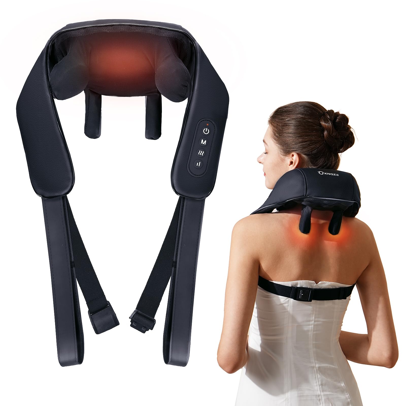 Neck Massager with Heat, Deep Tissue 4D Expert Kneading Massager, Shiatsu Neck and Shoulder Massage Pillow for Trapezius, Back and Leg Pain Relief, FSA/HSA Eligible, Gifts for Mom Dad
