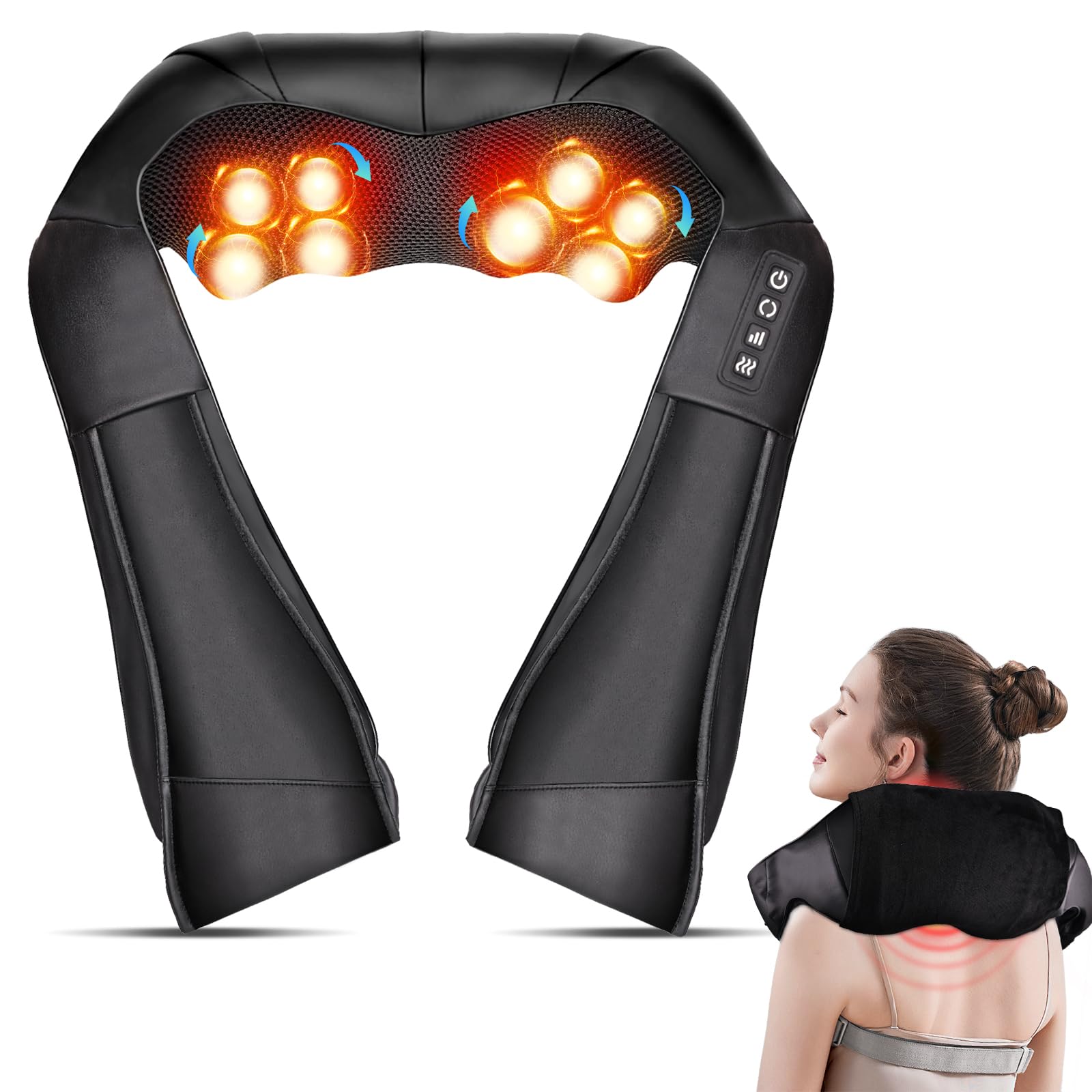 Shiatsu Neck and Back Massager with Heat,Electric Shoulder Massager for Pain Relief Deep Tissue,3D Kneading Massage with Cloth Cover Easy to Clean Best Gift for Men Women Parents