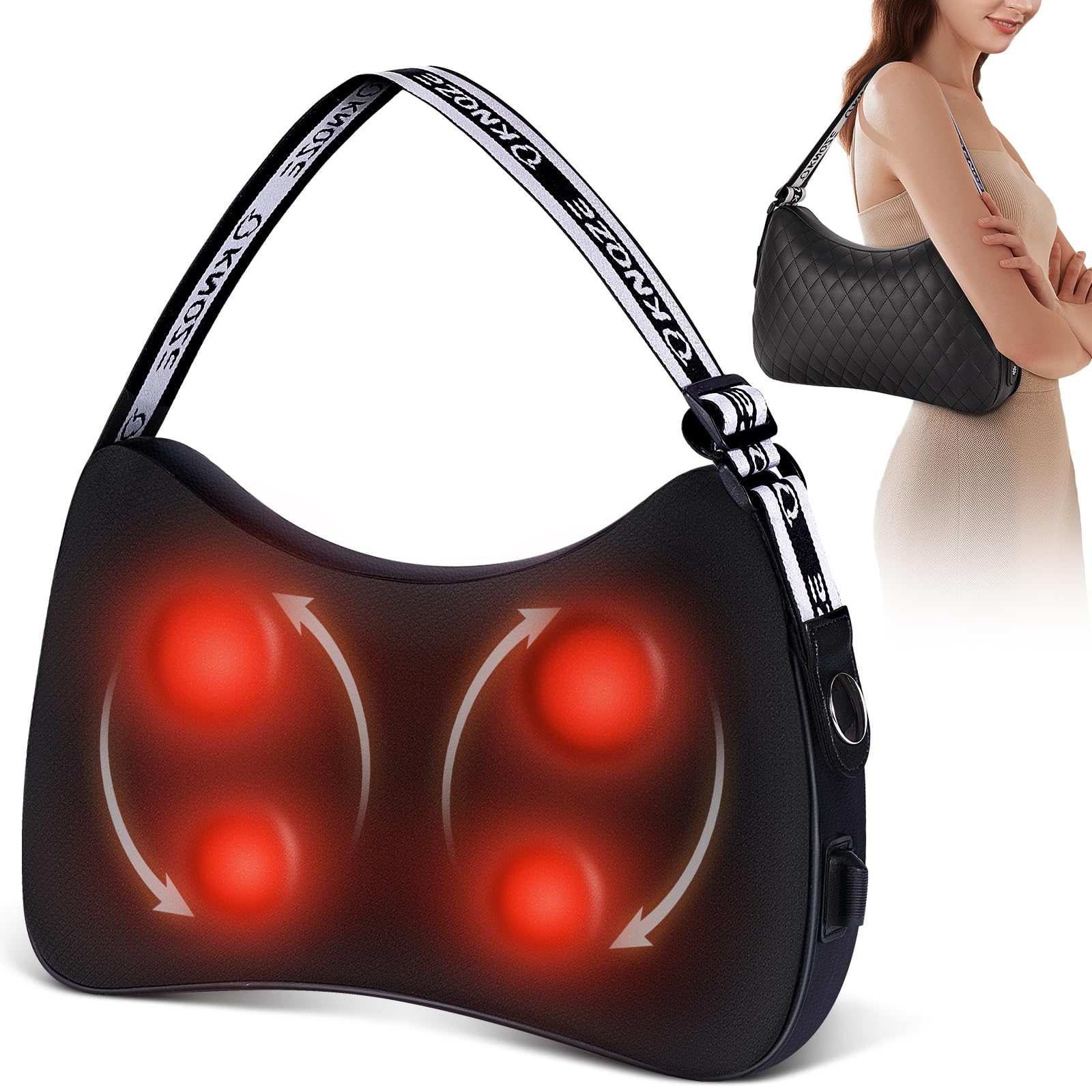 Back Massager with Heat, Neck Massager for Pain Relief Deep Tissue, 4D Kneading Massage Pillow for Back, Neck, Shoulder, Leg Massage, Gifts for Mom Women Men, Use at Home Office and Car