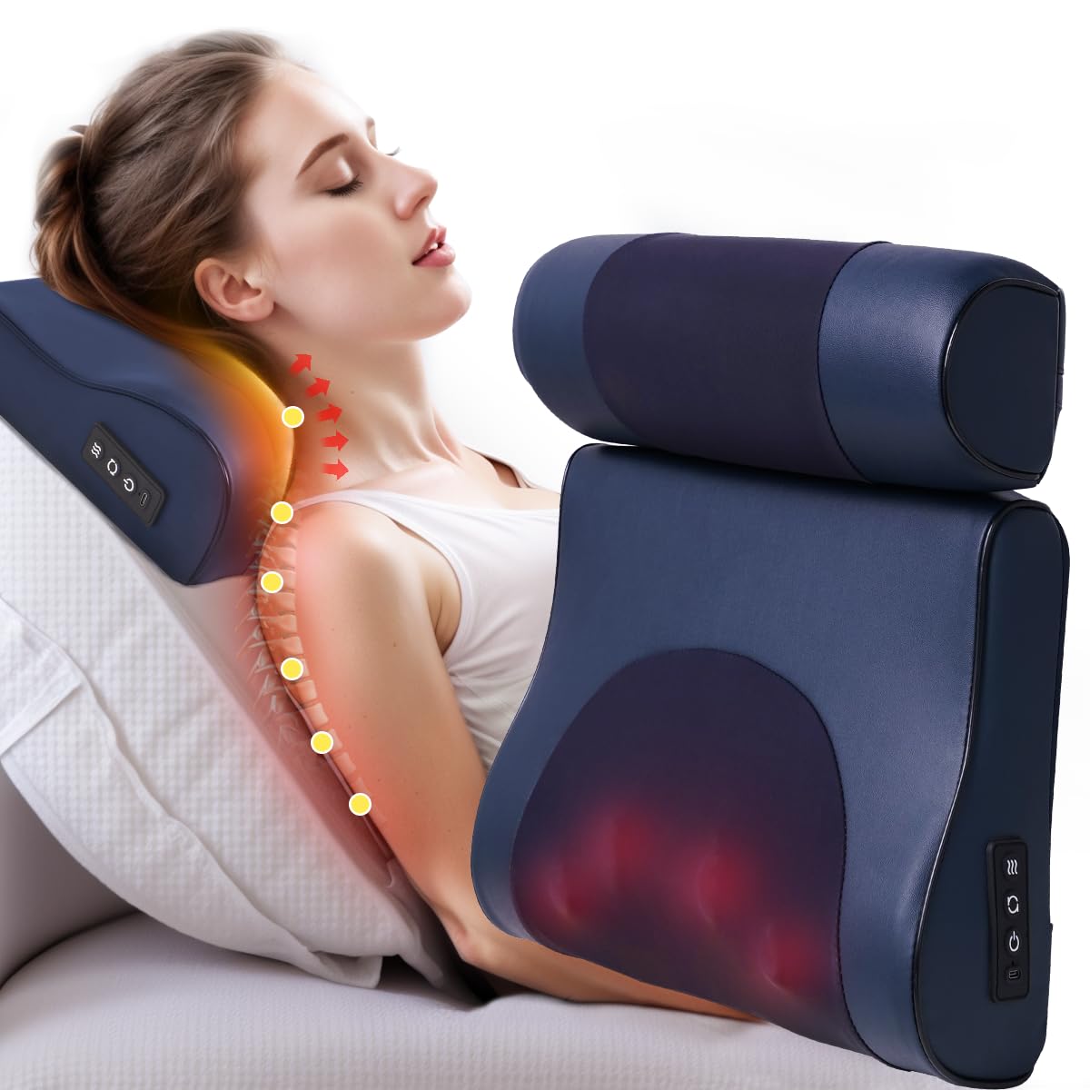 Shiatsu Neck and Back Massager,Electric 4D Massage Pillow,with Heat,Neck Massager for Pain Relief deep Tissue,for Neck, Back, Shoulder,Foot,Body Muscle Pain Relief,Holiday Gifts