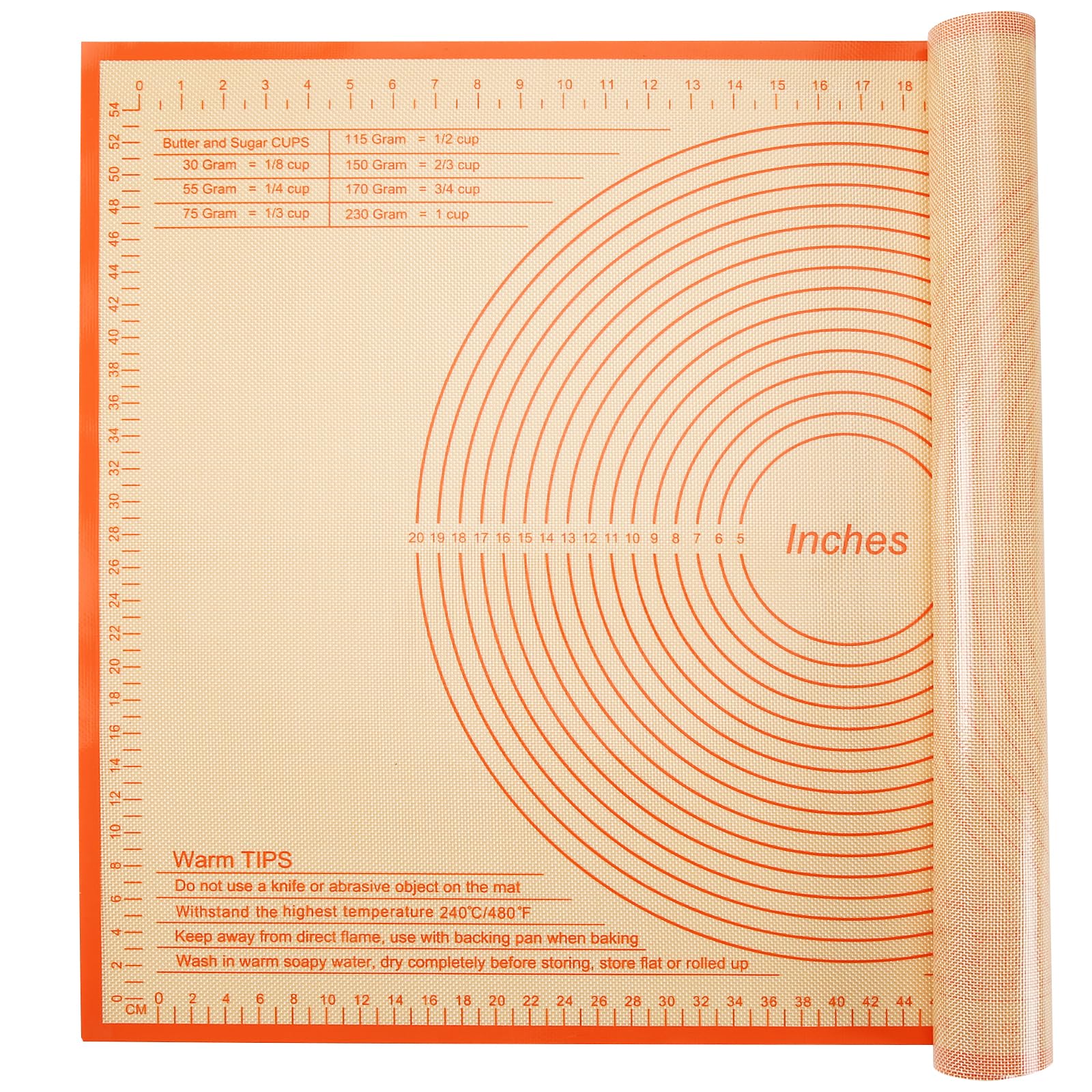 Silicone Pastry Mat 36x24 Inch - Nonstick Baking Mat Perfect for Dough, Pastry, Pie Crust, Fondant, Bread, Cookies, Pasta, Pizza