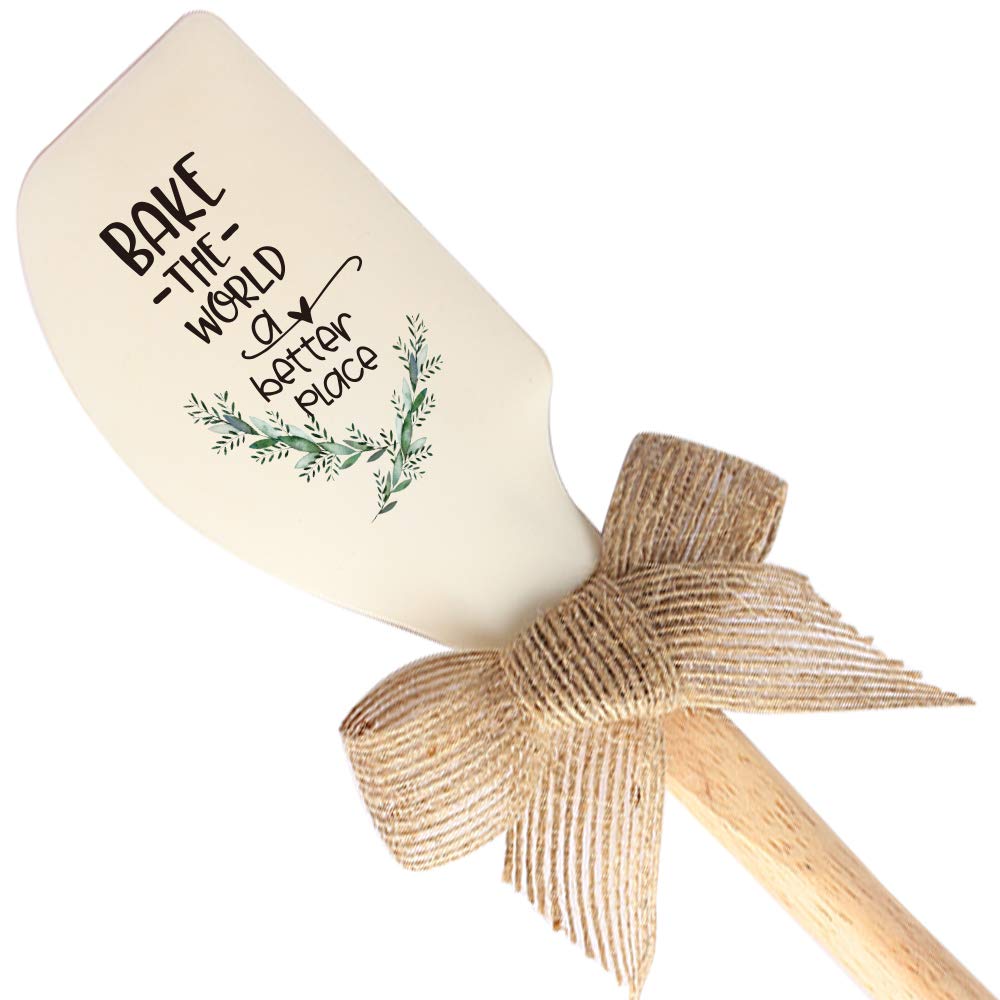 Bake The World A Better Place Funny Silicone Spatula, Funny Baking Tool, Modern Farmhouse Kitchen Decor, Gift for Chef, Lovers, Mom