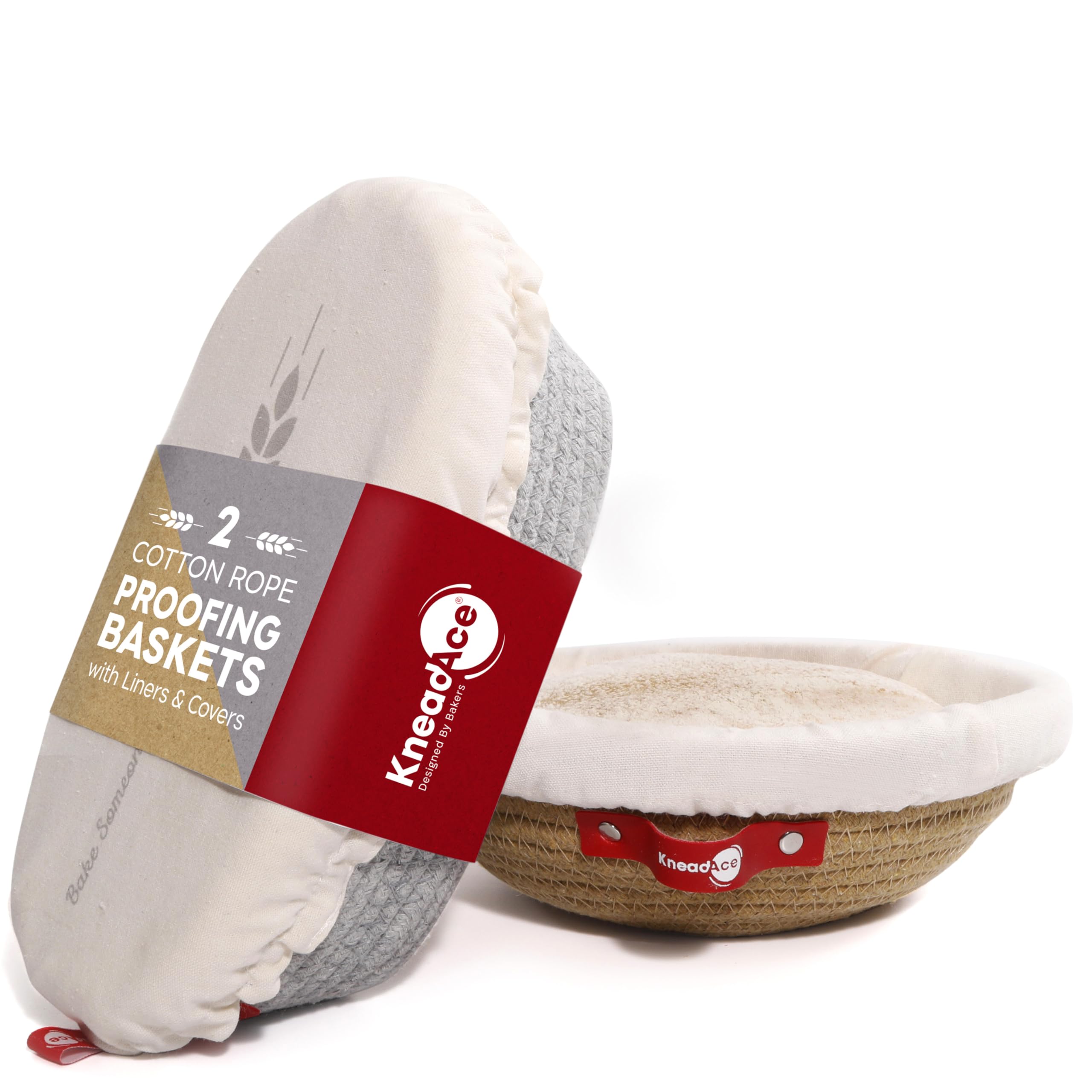 Cotton Rope Banneton Bread Proofing Basket Set, Oval & Round Bread Baskets with Liners & Covers for Artisan Bread Baking, Sourdough Bread Baking Supplies