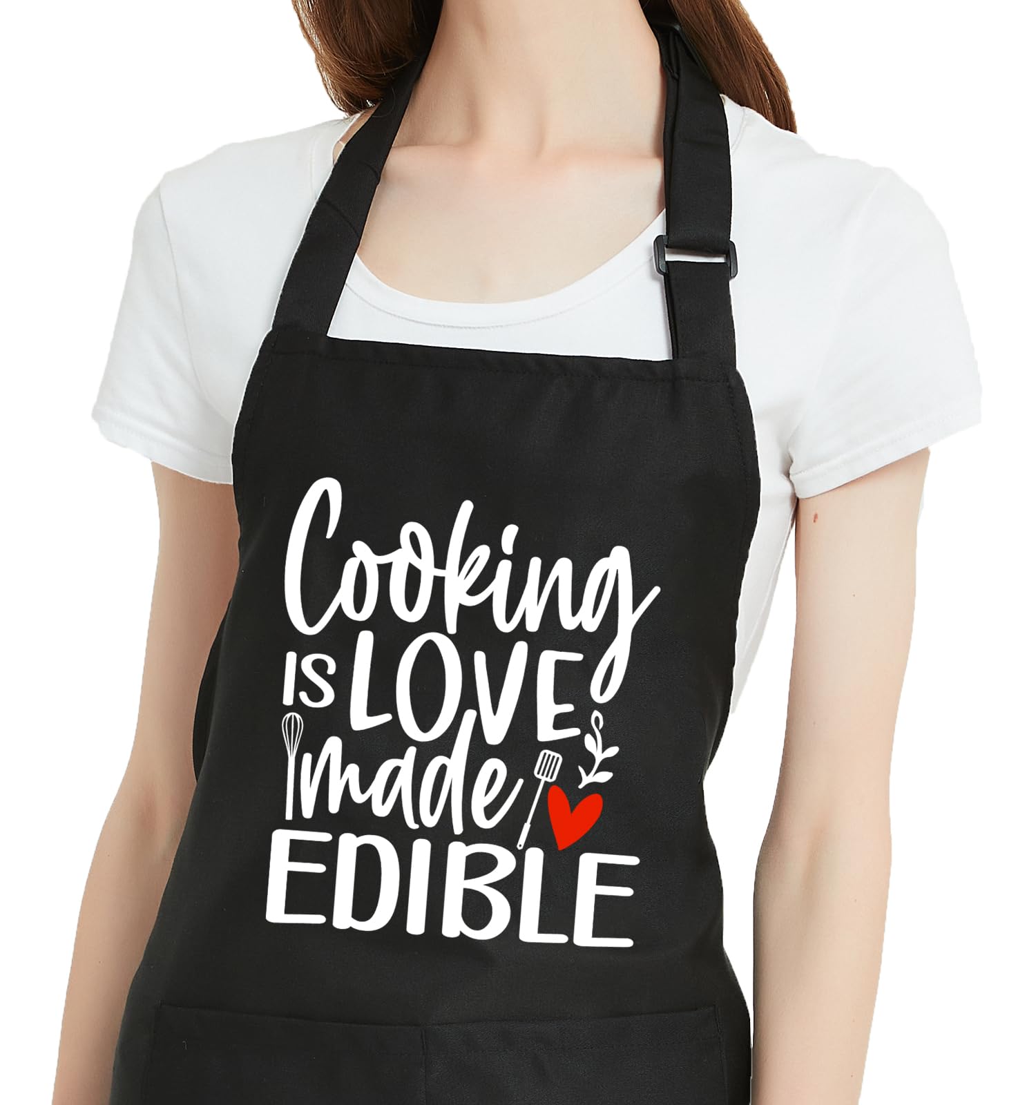 Funny Aprons for Women with Pockets, Adjustable Kitchen Apron for Cooking Baking, Birthday Gifts for Mom Grandma