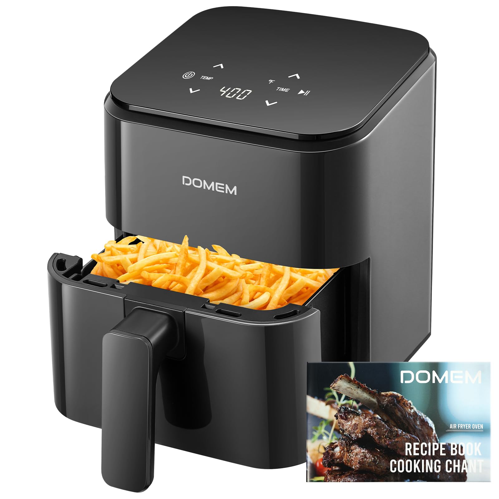 3 Qt Compact Air Fryer with Non-Stick Basket and Rack, User Friendly Simple Touchscreen, Cook in Simple Steps, Low-Oil Cooking Small Air Fryer, Space Saving Cooker