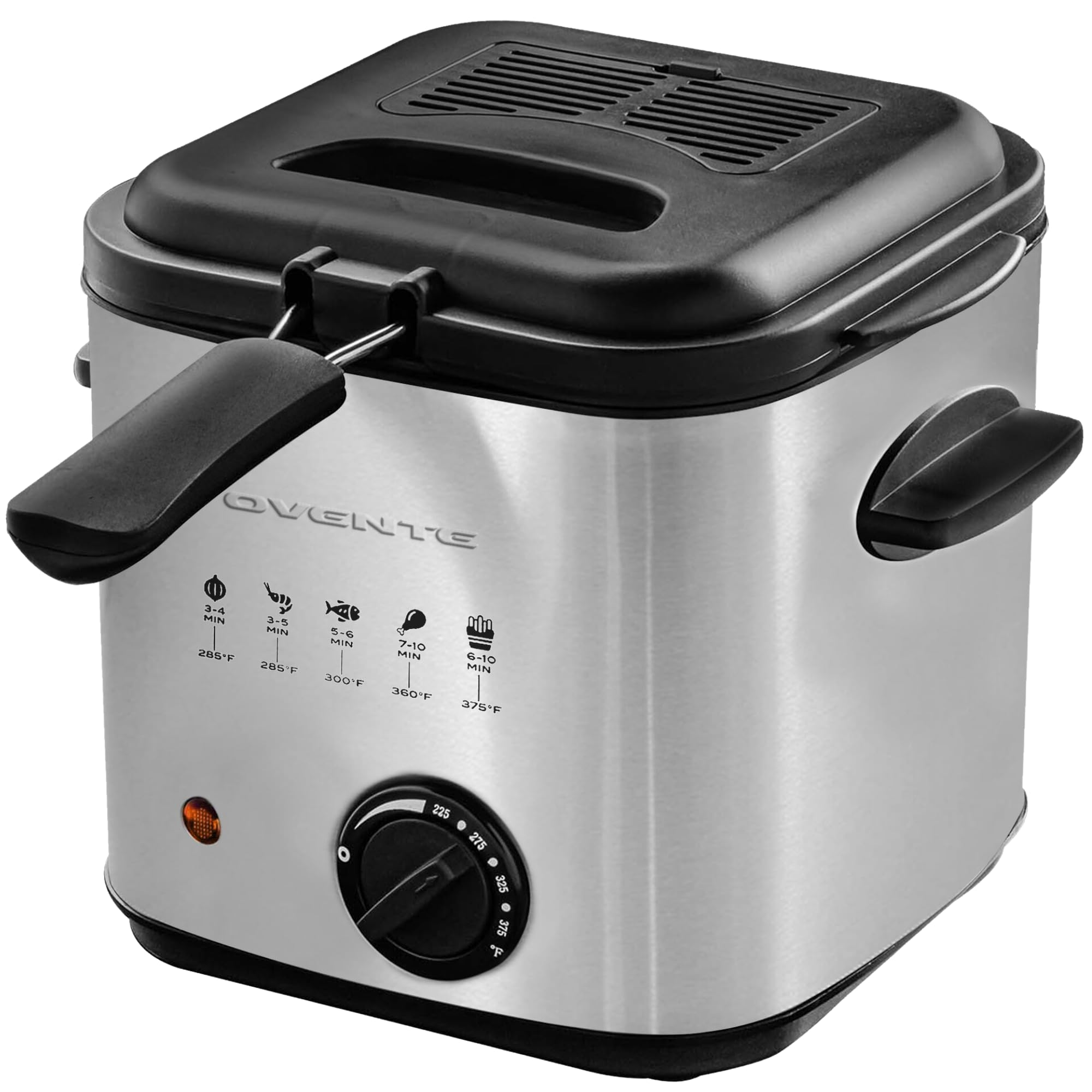 OVENTE 1.5L Electric Deep Fryer with Viewing Lid, Adjustable Temperature, Removable Basket, Cool-Touch Handle, 800W Stainless Steel, Easy to Clean – Silver FDM1501BR